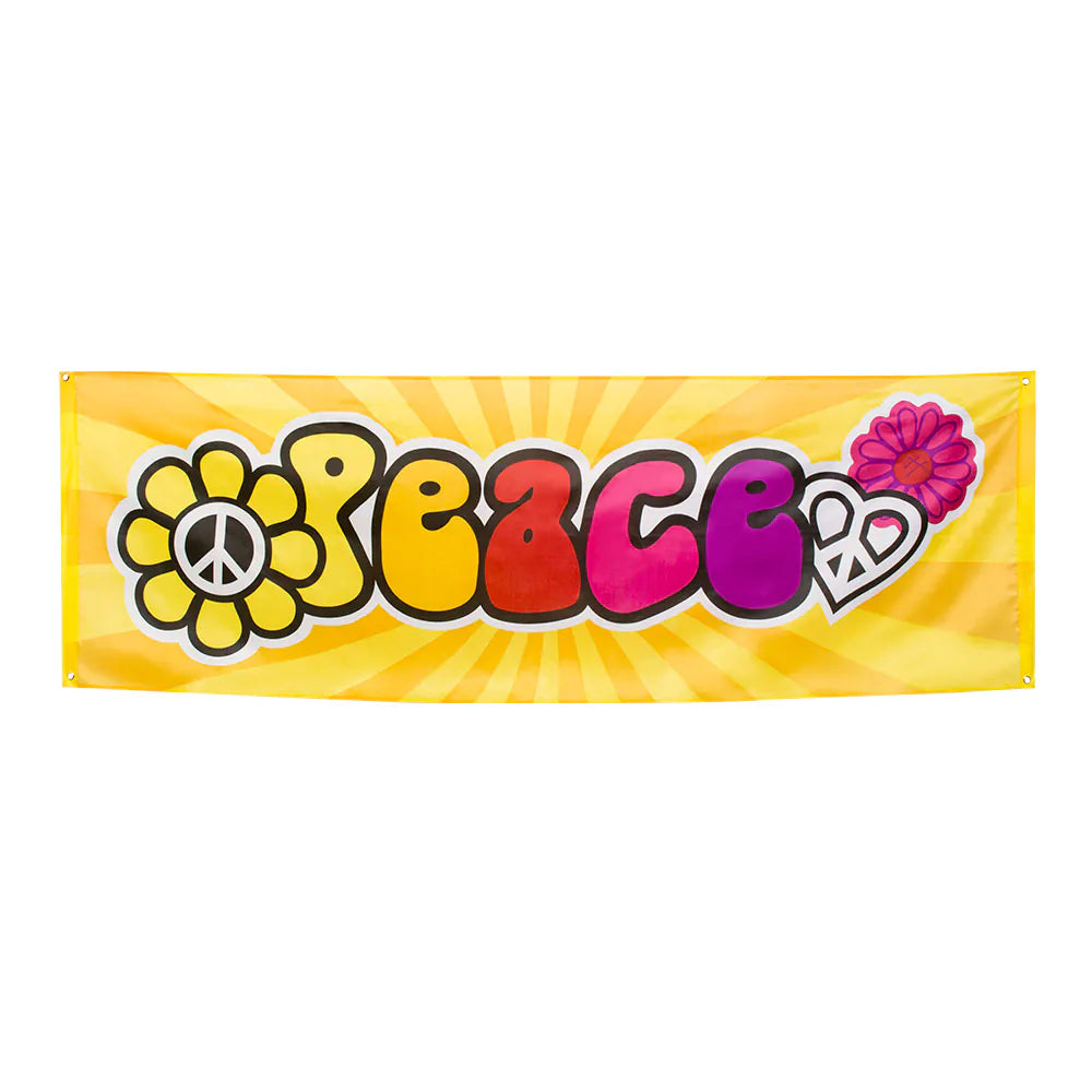 Polyester Banner Peace – Hippie Deko 74x220 cm für Party, Festival & Events