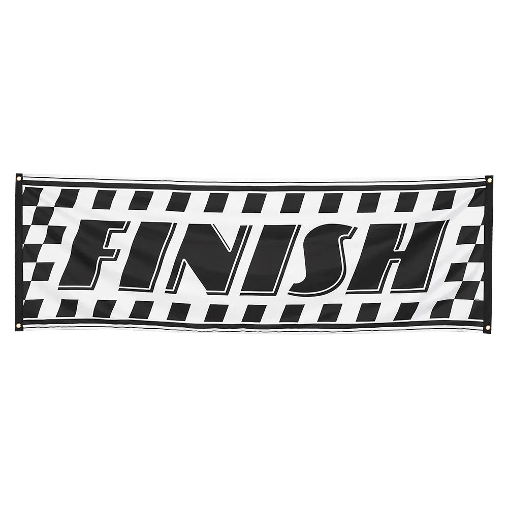 Polyester Banner Racing – Zielflagge schwarz-weiß kariert 74x220 cm