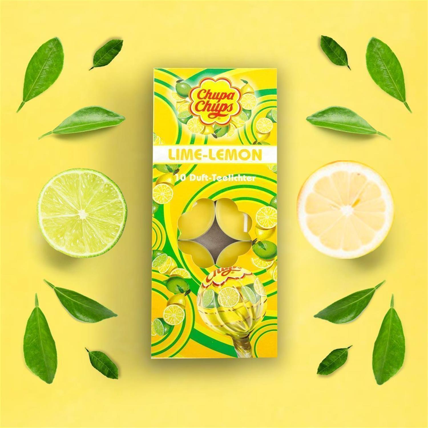4er Set Chupa Chups Teelichter 2x Strawberry & 2x Lime