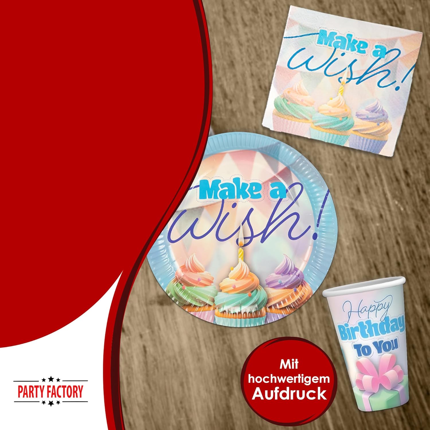 Happy Birthday Watercolor 36-teiliges Party Geschirr-Set 4
