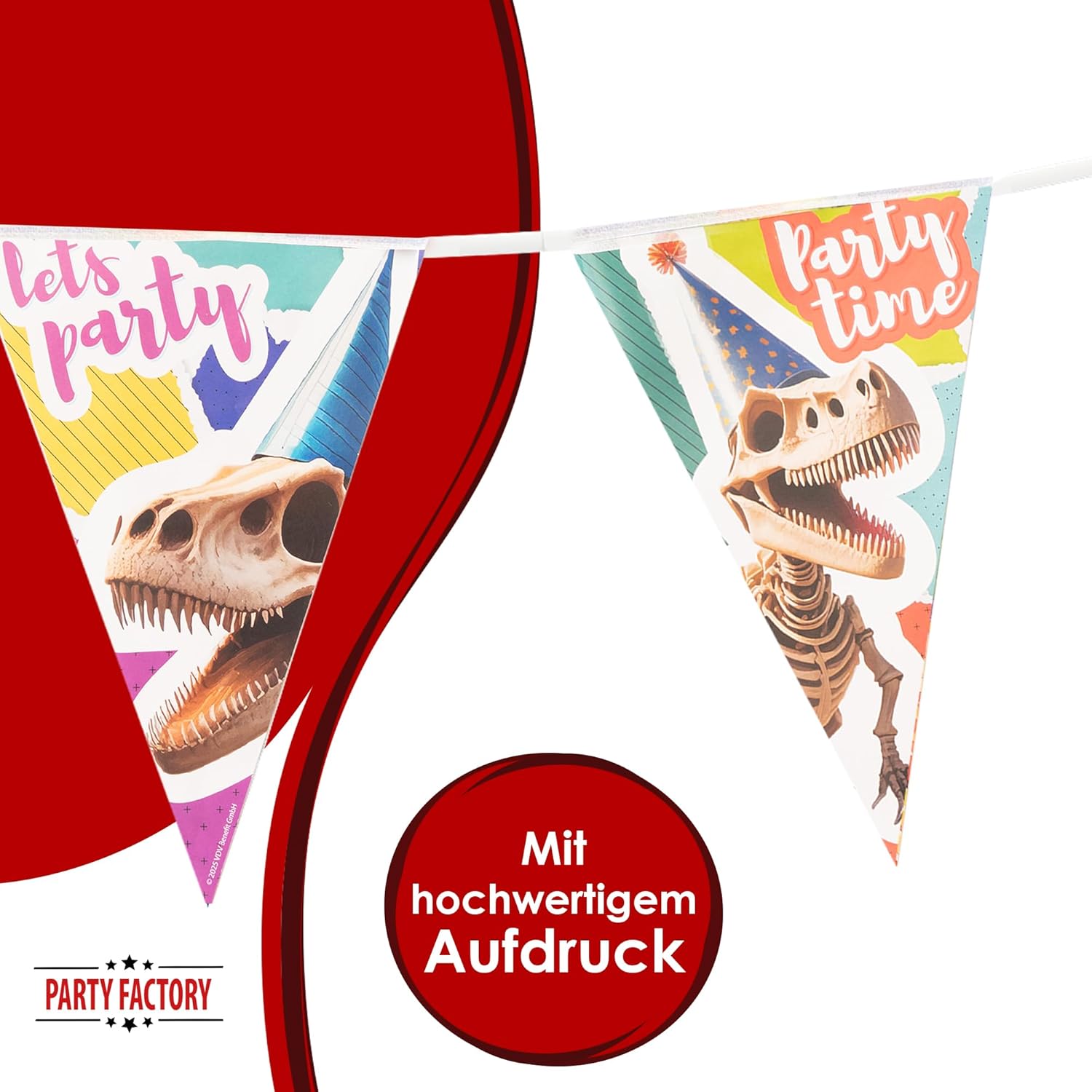 Dino Skelett Wimpelkette 4–5 m 3