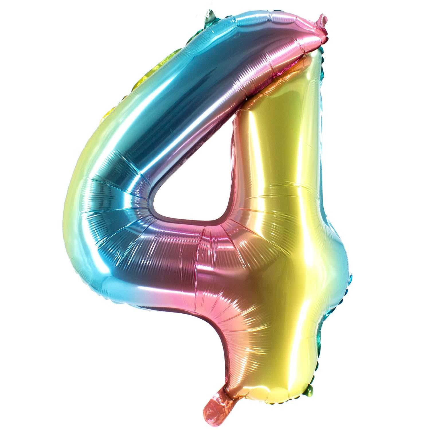 Folienballons Zahlenballon Regenbogen 100 cm Zahl 0 bis 9 glänzend 9