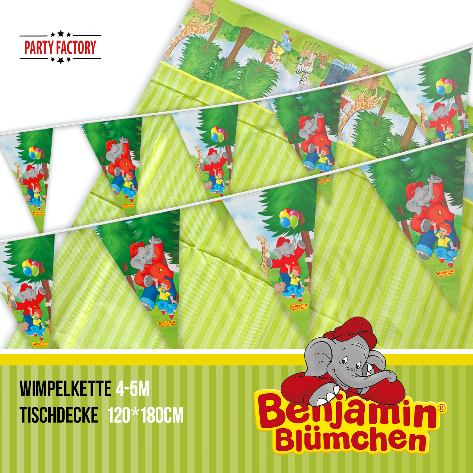 Benjamin Blümchen Partyset 52-tlg – Teller, Becher, Servietten, Tüten & Deko 4