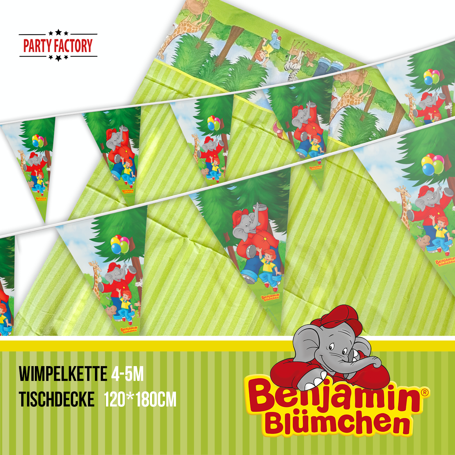 Benjamin Blümchen Partyset 102-tlg Geschirr, Servietten, Tischdeko & 20 Tüten 4