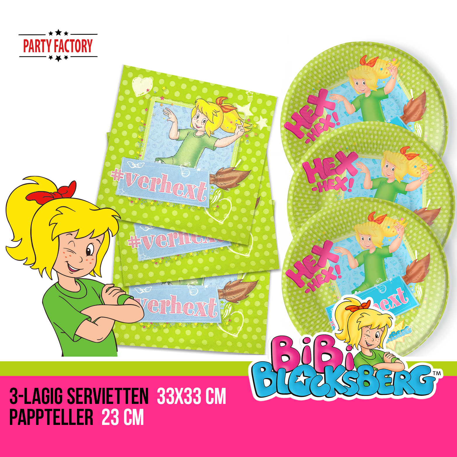 Bibi Blocksberg Partyset 40-tlg – Teller, Becher, Servietten Kindergeburtstag 4