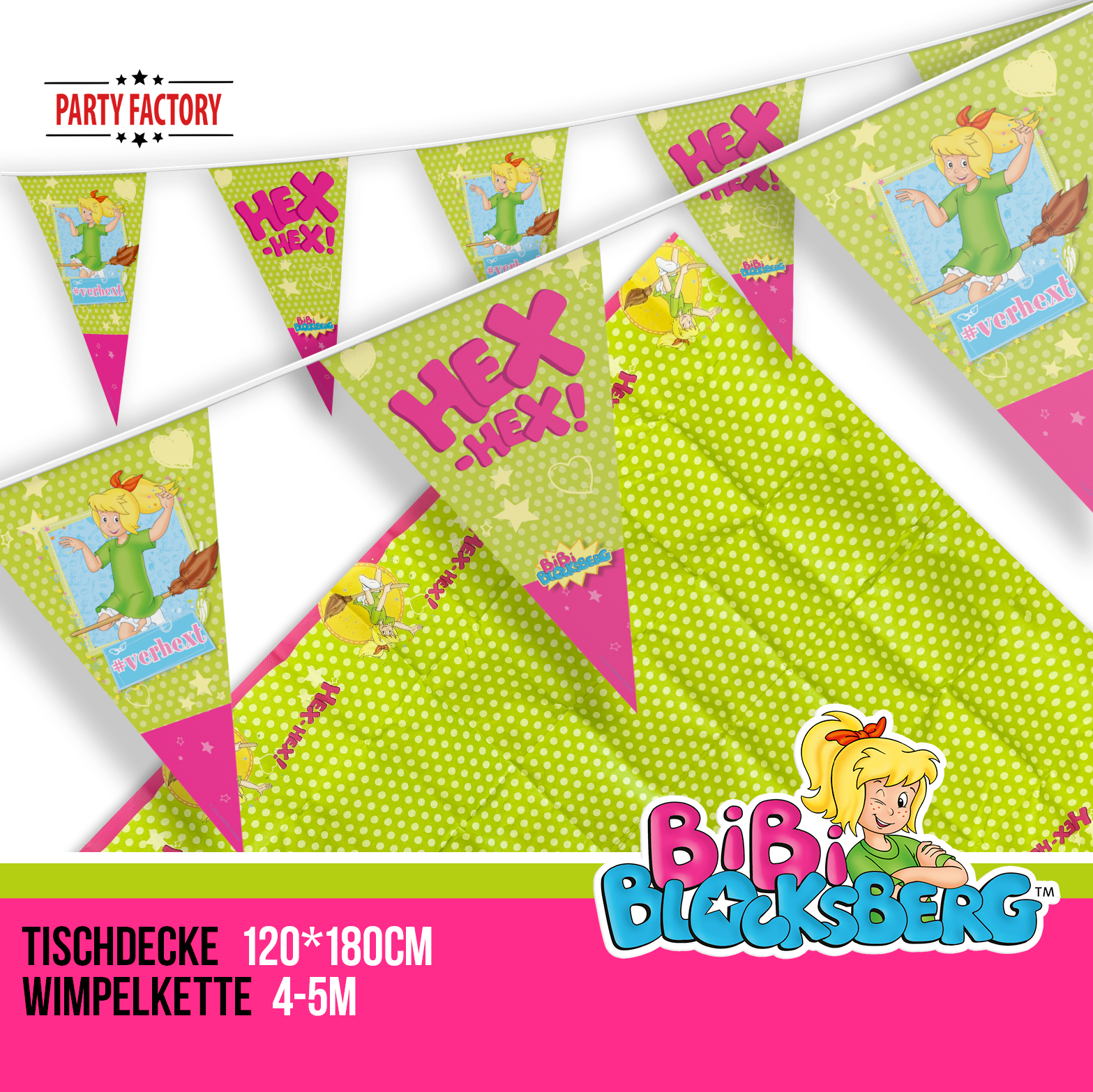 Bibi Blocksberg Partyset 82-tlg – Doppelpack Geschirr, Wimpel & Tischdecke 4