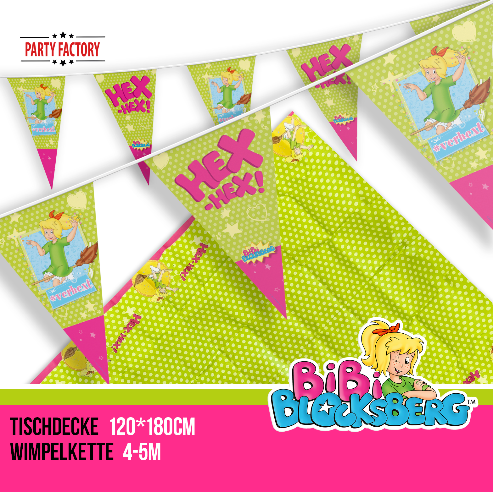 Bibi Blocksberg Partyset 102-tlg – Doppelpack Geschirr, Servietten, Partyhüte & Deko 4