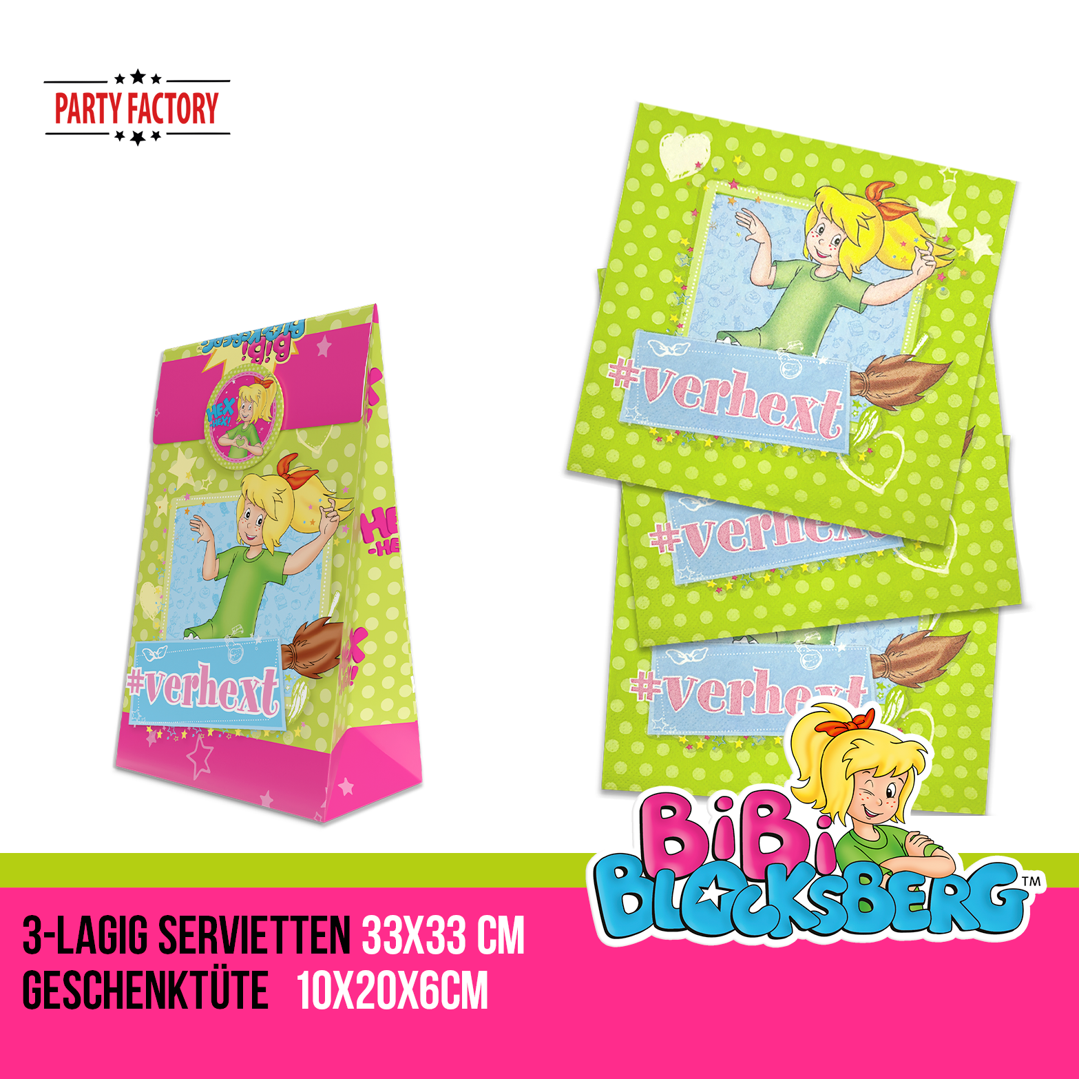 Bibi Blocksberg Partyset 50-tlg – Geschirr, Servietten & 10 Geschenktüten 4