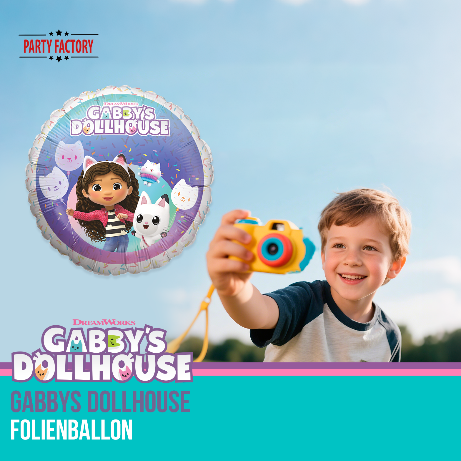 Gabby's Dollhouse Folienballon 45 cm rund – Party Ballon Gabby & Katzen 4