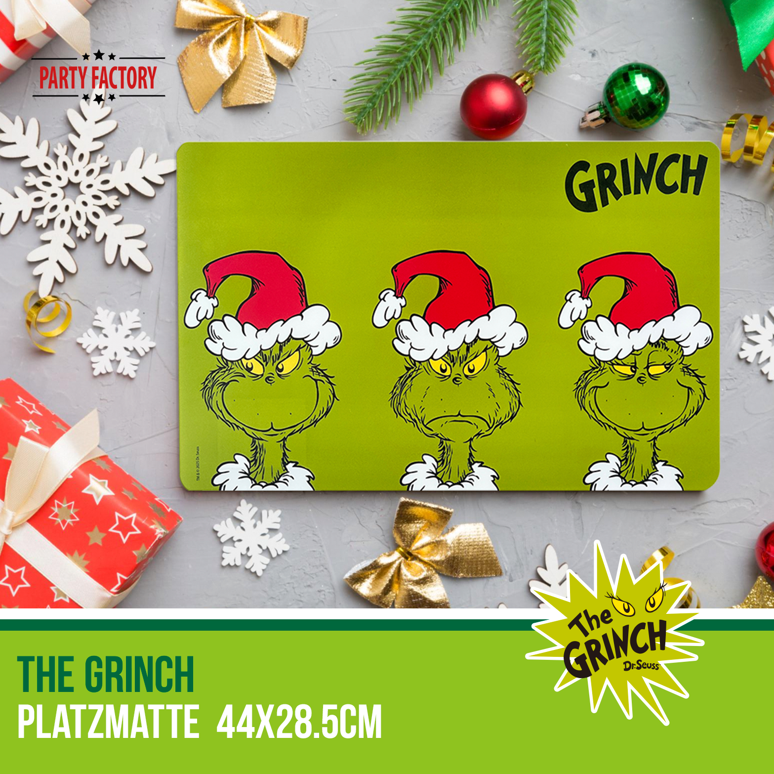 The Grinch Platzmatte Plastik 44x28,5 cm grün – Weihnachtsdeko für Esstisch 17