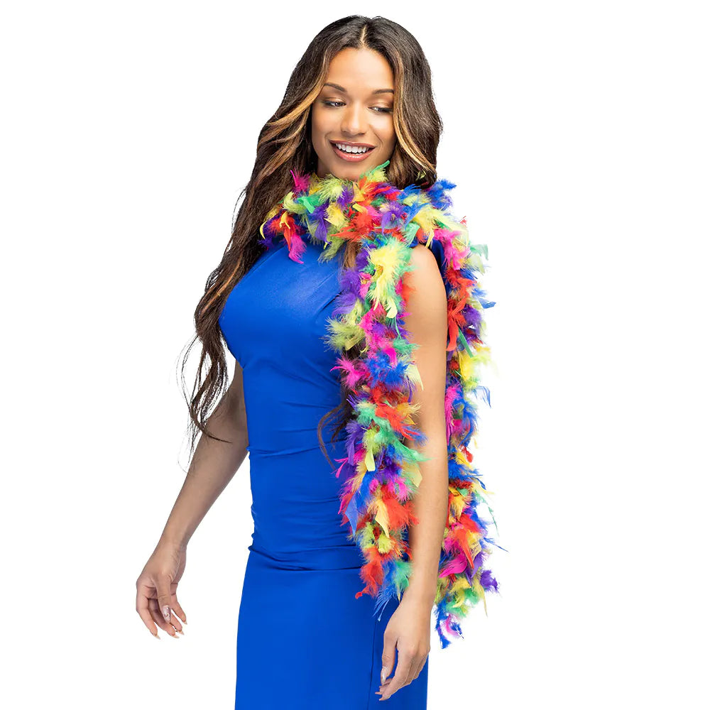 Federboa Party vielfarbig 180 cm – Bunte Federboa 50 g für Karneval & Show