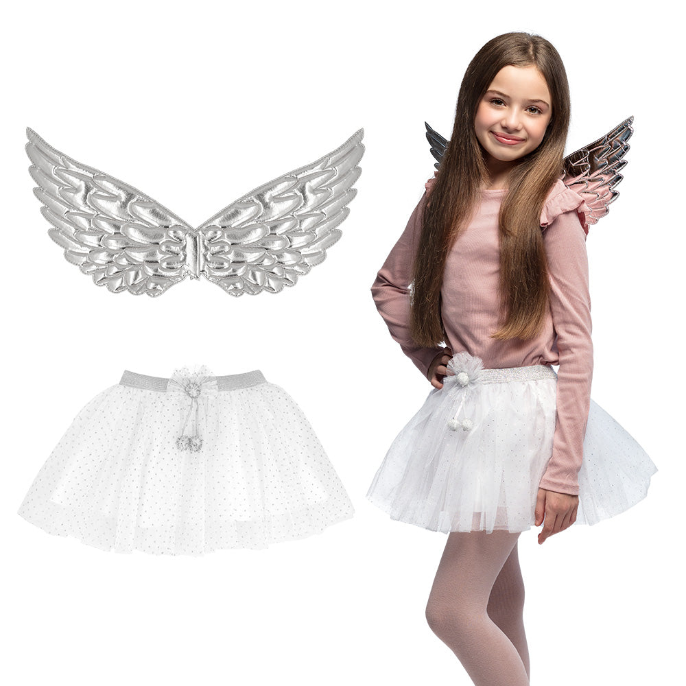 Satz Engel Kind gold oder silber Auswahl Flügel und Tütü Engelkostüm für Mädchen 7