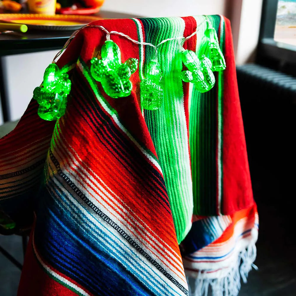 Poncho Diego farbenfroher Mexiko Poncho mit Fransen für Erwachsene Einheitsgröße 2