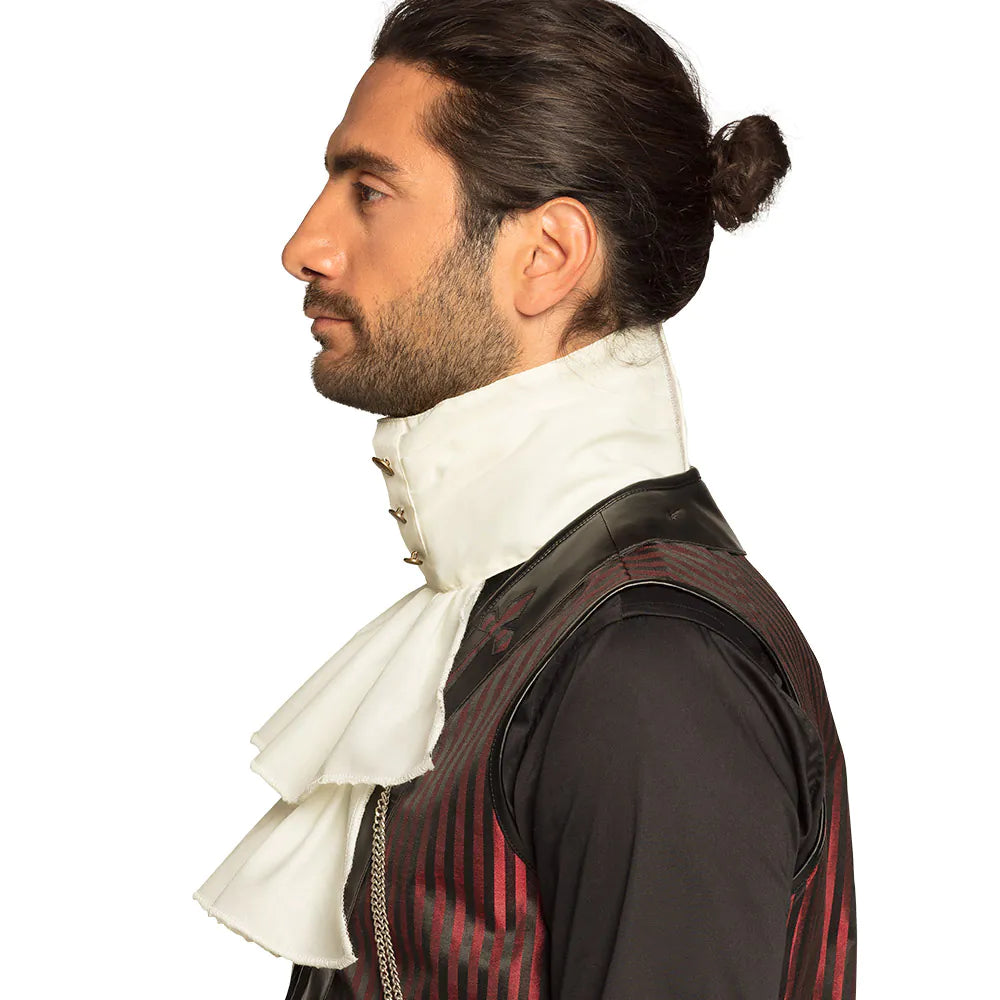 Jabot Steampunk – Rüschenkragen in Weiß für Herren Kostüm & viktorianischen Look 5