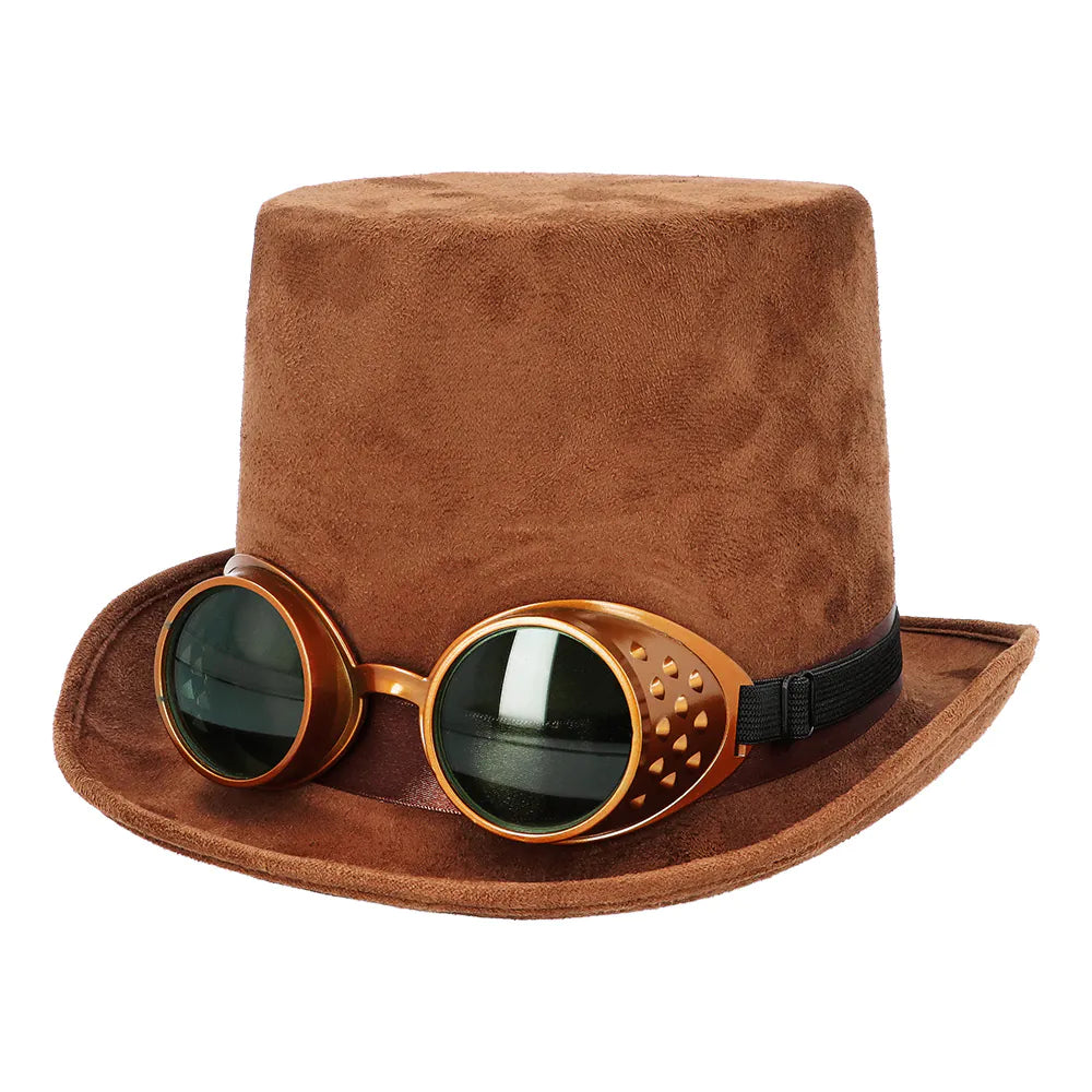 Hut Streetpunk mit Partybrille – Steampunk Zylinder Kostümzubehör 2