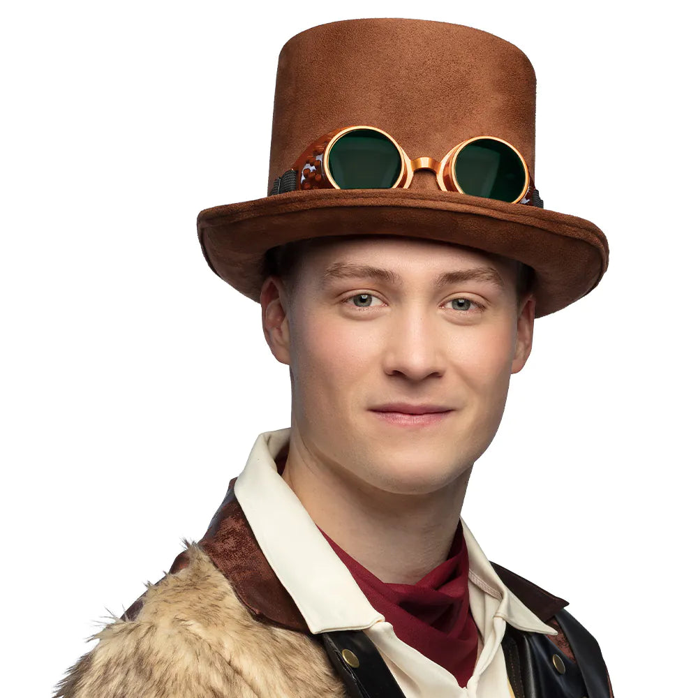 Hut Streetpunk mit Partybrille – Steampunk Zylinder Kostümzubehör 3