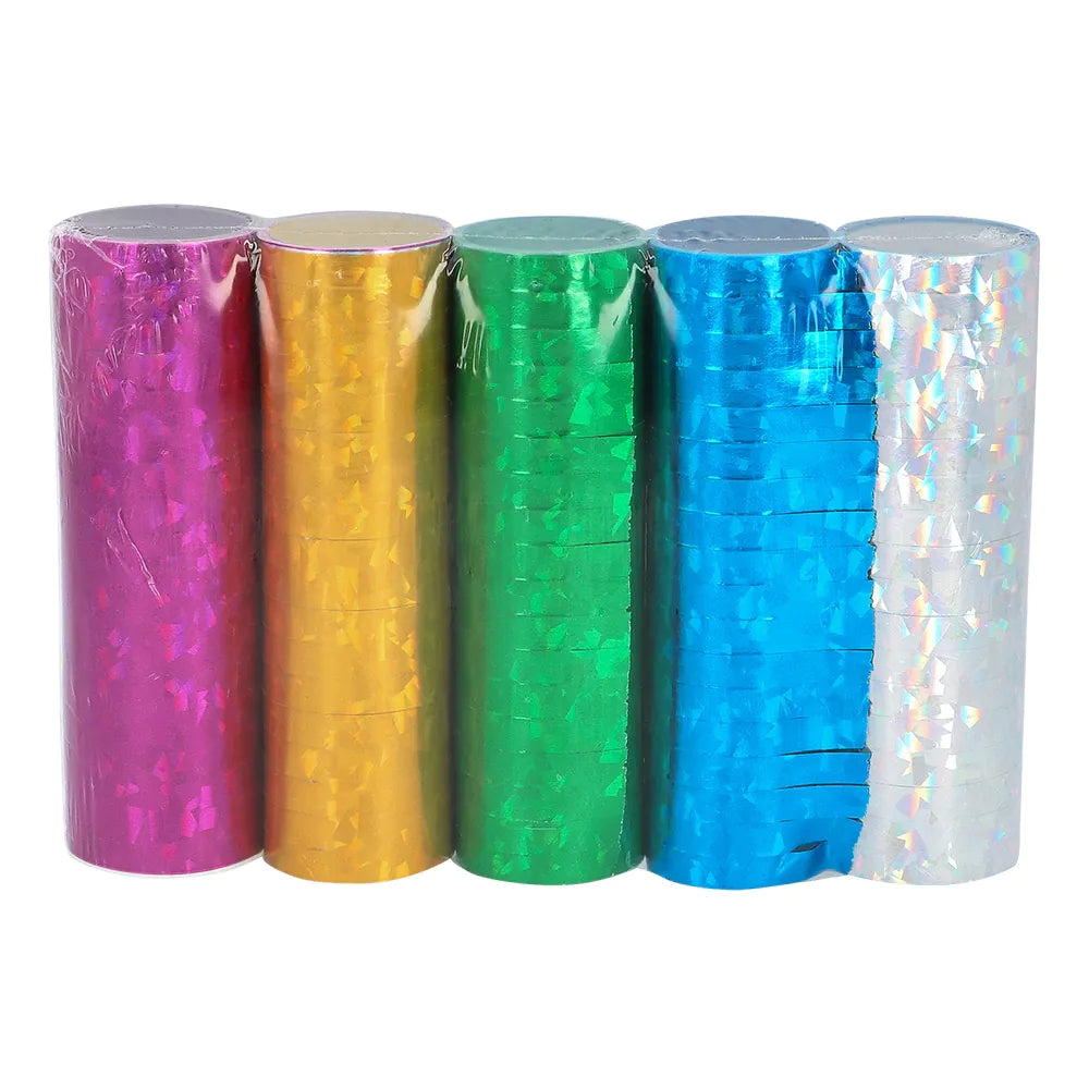 5 Rollen Papierluftschlangen Holographisch Party Deko bunt 4 m je Rolle