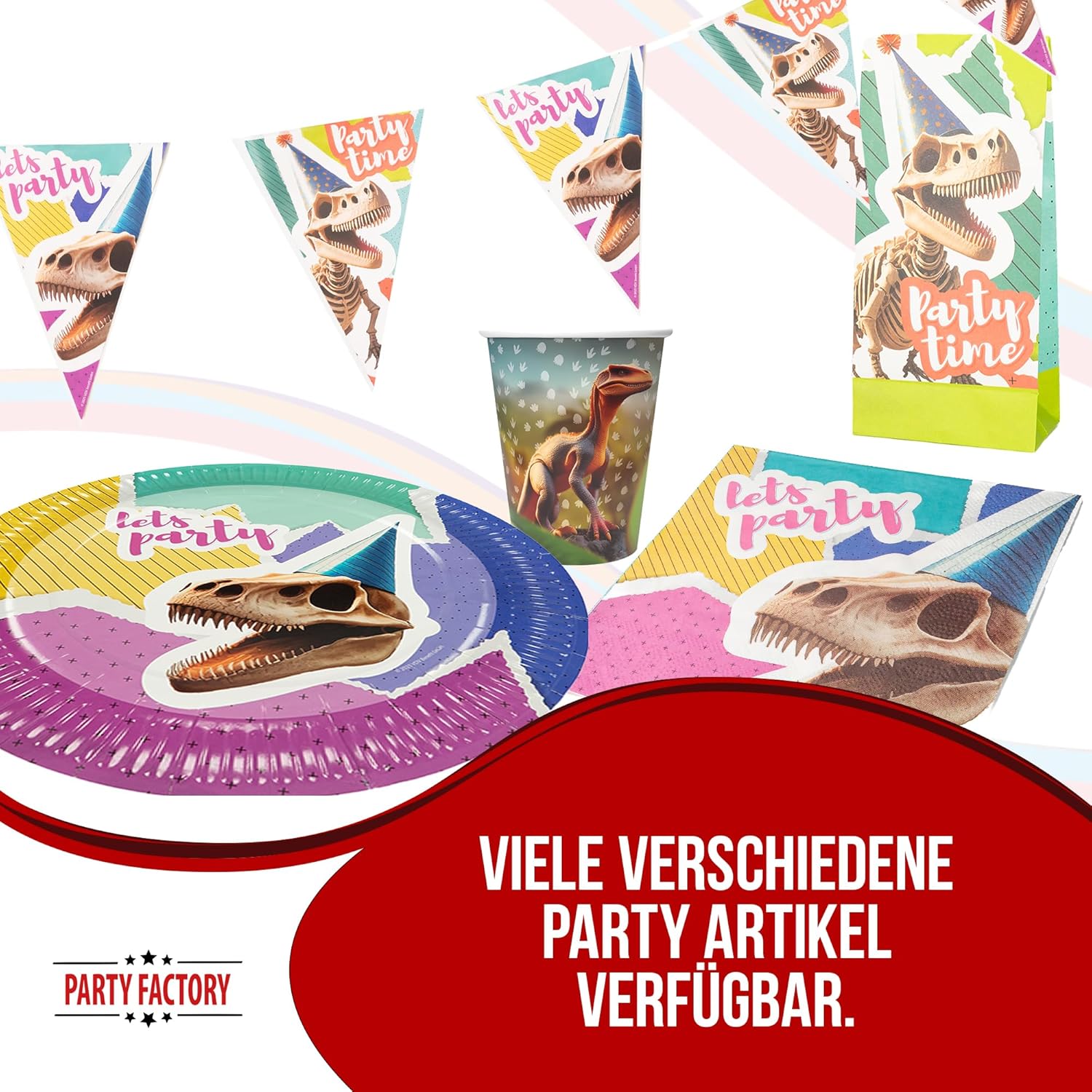 Dino Skelett Wimpelkette 4–5 m 4