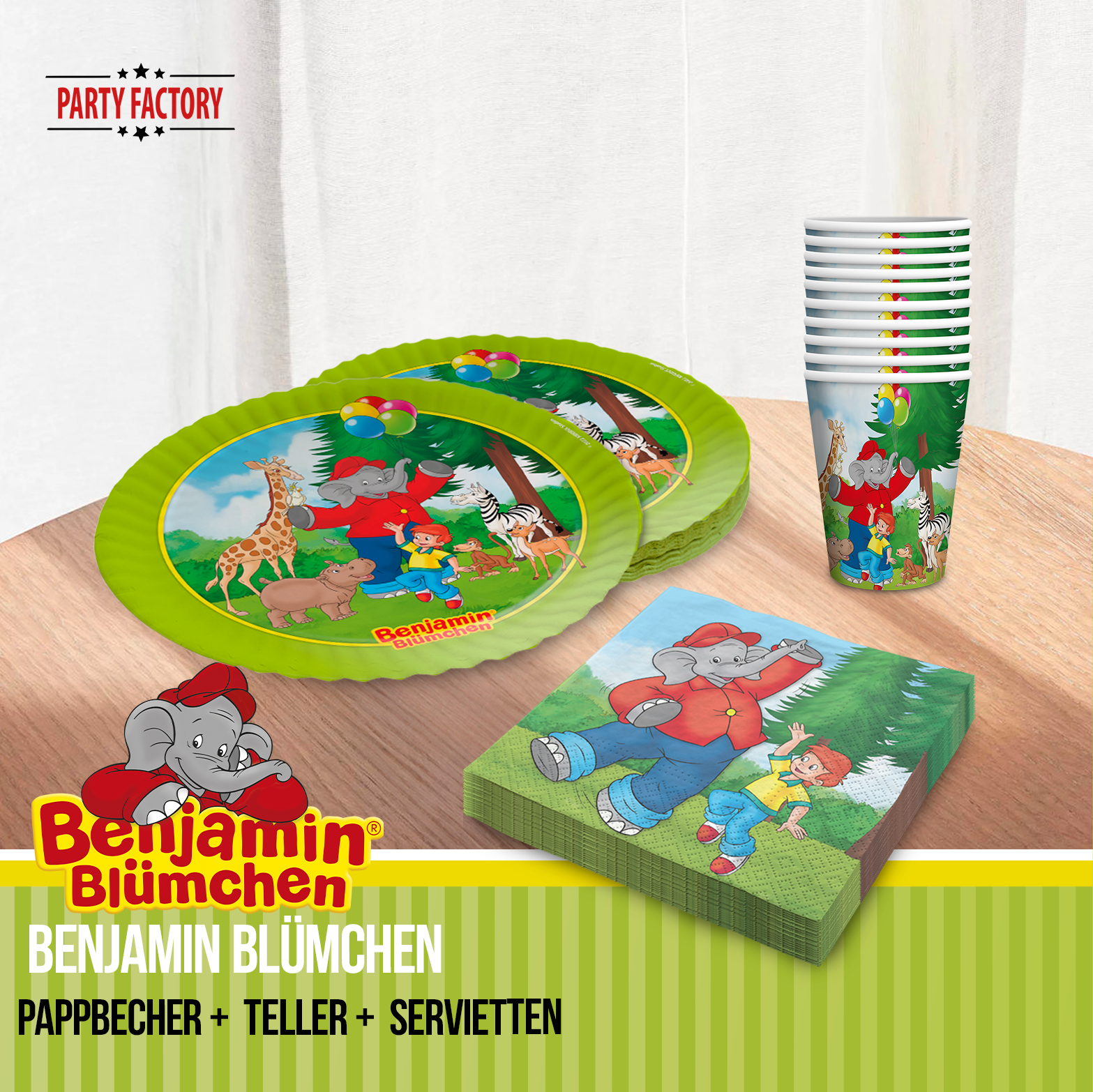 Benjamin Blümchen Partyset 50-tlg Geschirr, Servietten & 10 Geschenktüten 5