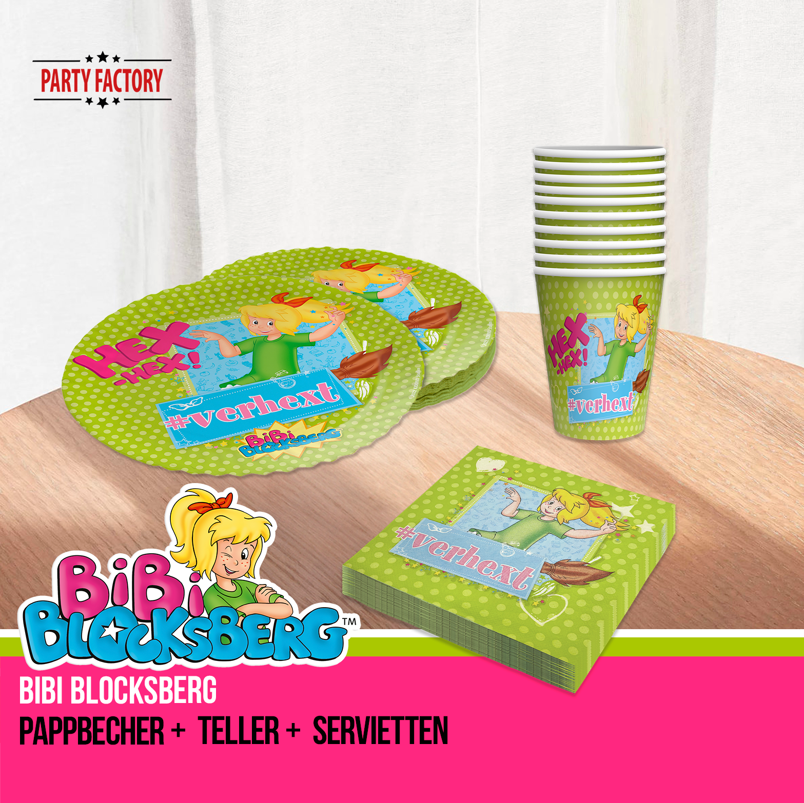 Bibi Blocksberg Partyset 45-tlg – Becher, Teller, Servietten, Wimpel & Ballons 5