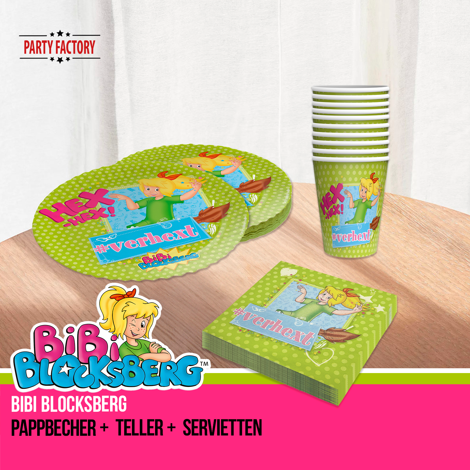 Bibi Blocksberg Partyset 102-tlg – Doppelpack Geschirr, Servietten, Partyhüte & Deko 5