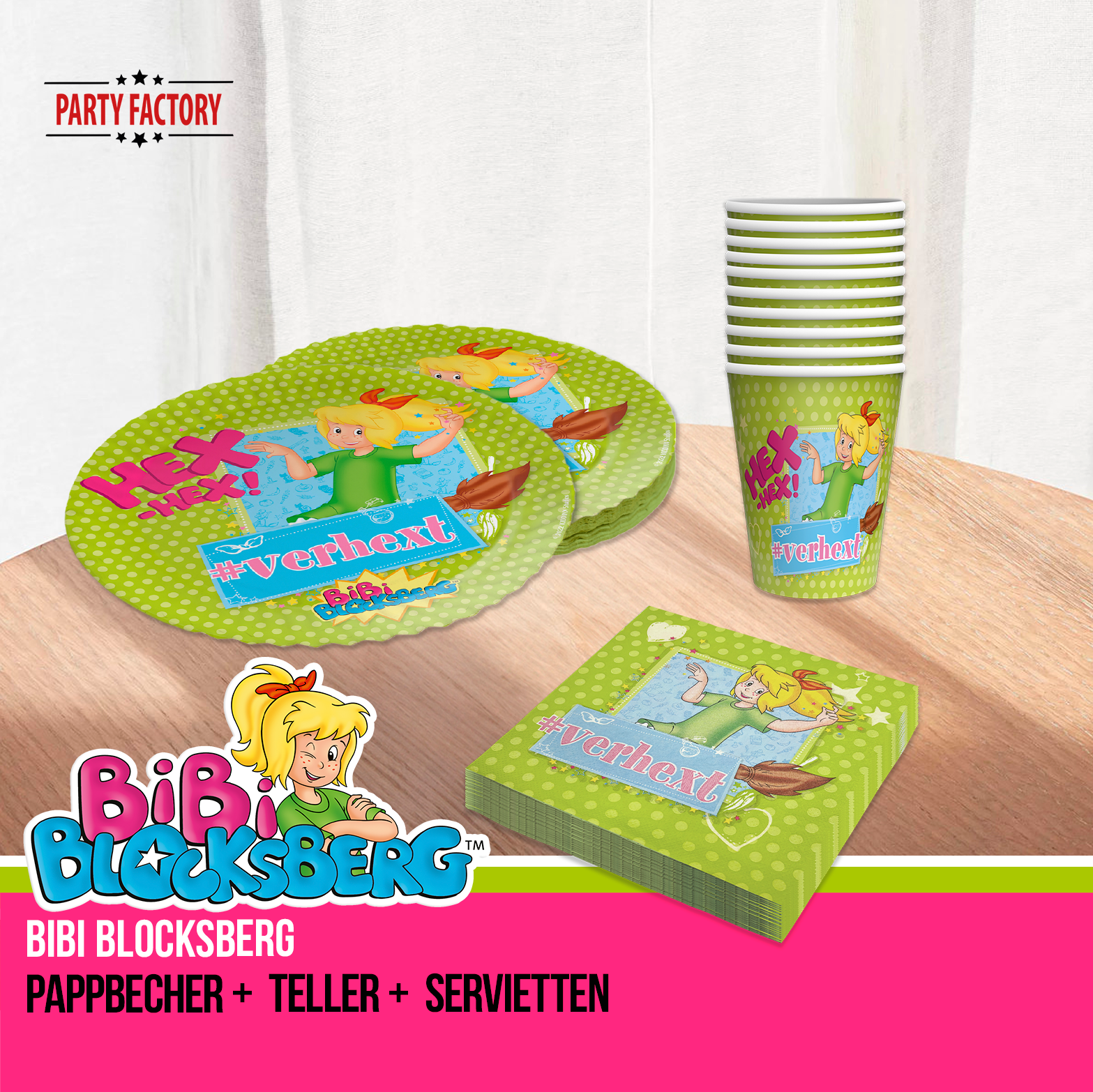 Bibi Blocksberg Partyset 50-tlg – Geschirr, Servietten & 10 Geschenktüten 5