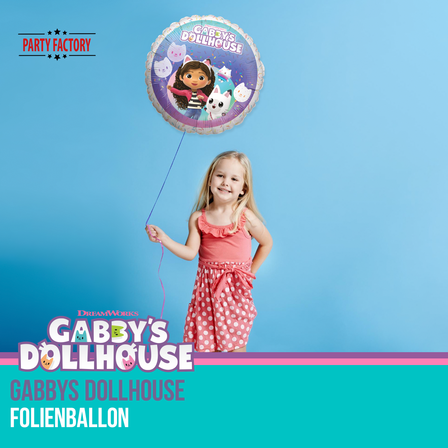 Gabby's Dollhouse Folienballon 45 cm rund – Party Ballon Gabby & Katzen 5