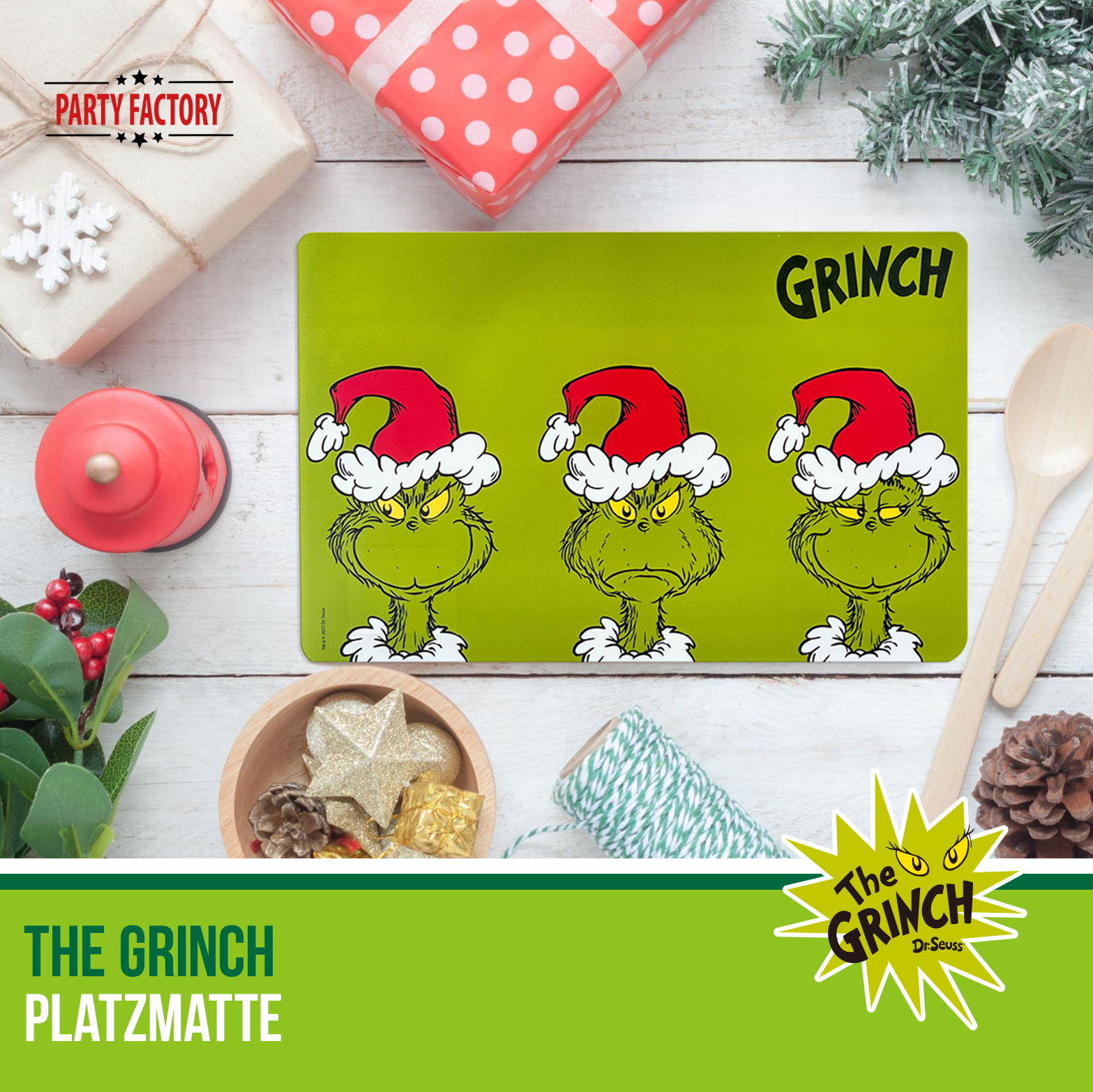 The Grinch Platzmatte Plastik 44x28,5 cm grün – Weihnachtsdeko für Esstisch 18
