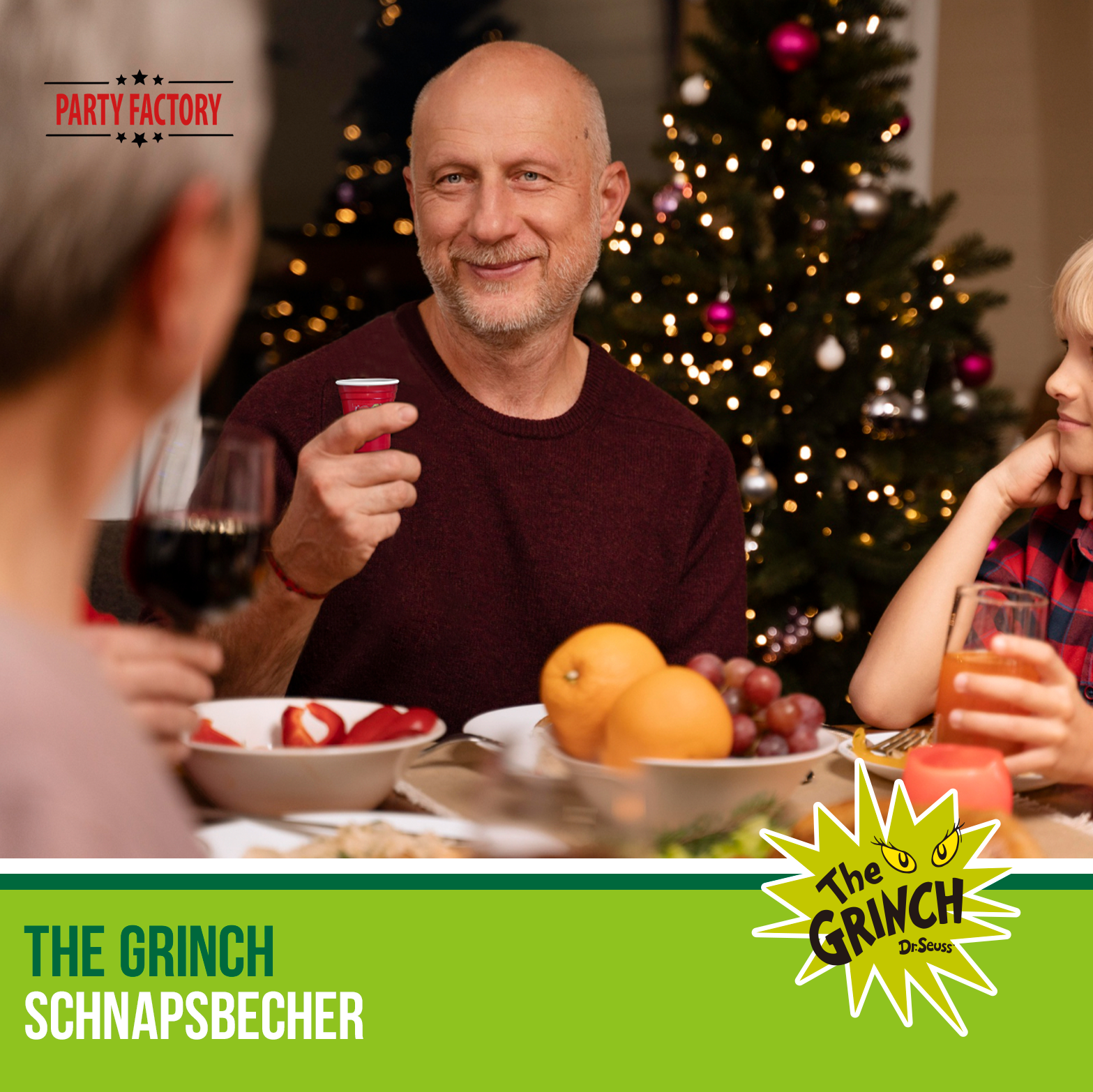 The Grinch Keksteller Grün Rot mit Untersetzer & Shots – 4-tlg Set Kit 5