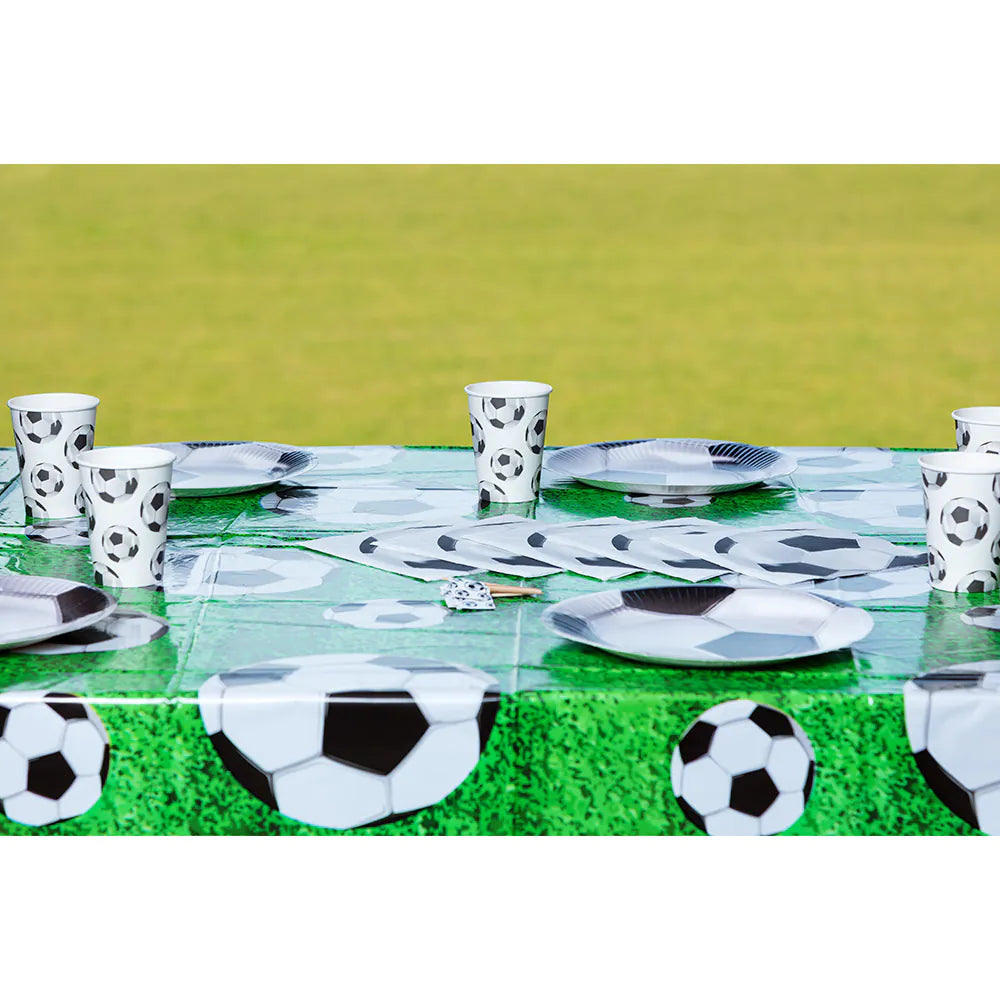 PE Tischdecke Football – Fußball Partydeko grün mit Bällen 120x180 cm 4