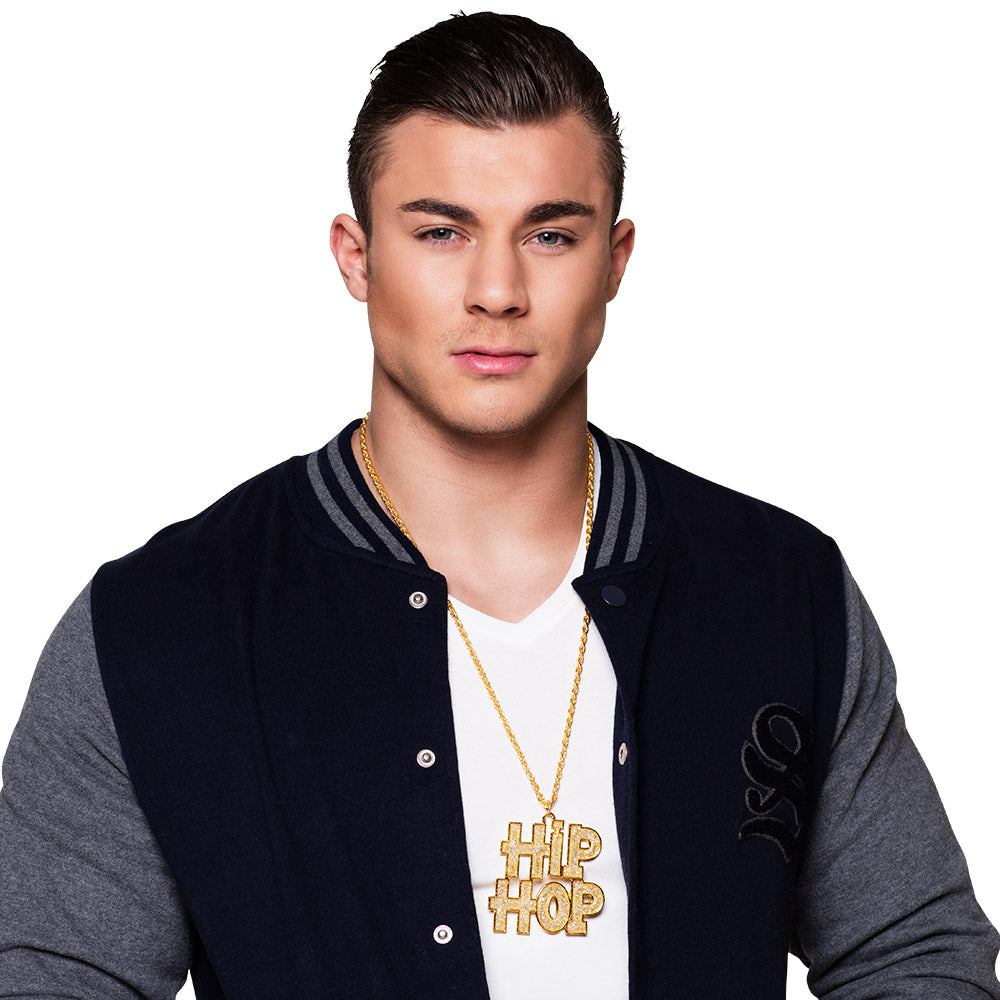 Hip Hop Halskette gold – Kostüm Schmuckkette für Karneval & Mottoparty