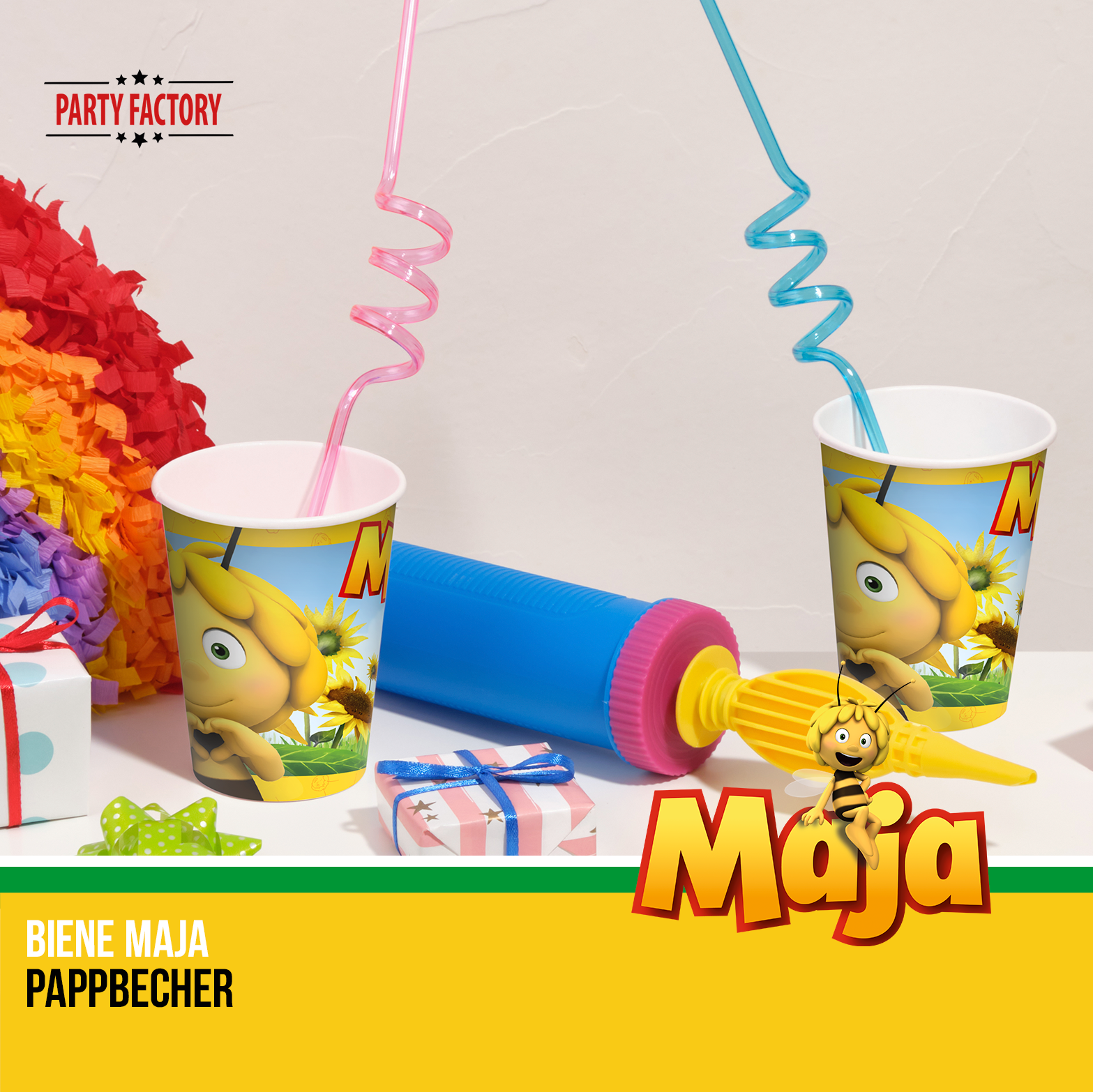 Biene Maja 92-tlg. Party Set – Geburtstag Deko Geschenktüten Tellern Bechern 6