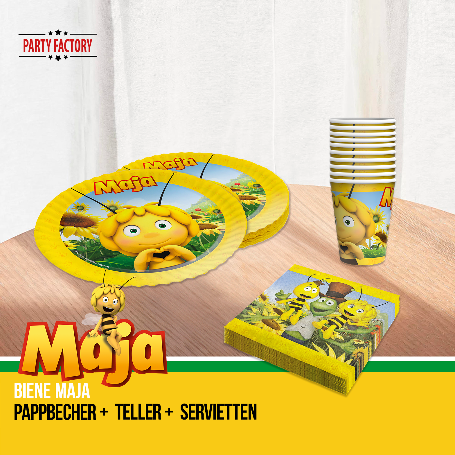 Biene Maja 92-tlg. Party Set – Geburtstag Deko Geschenktüten Tellern Bechern 8