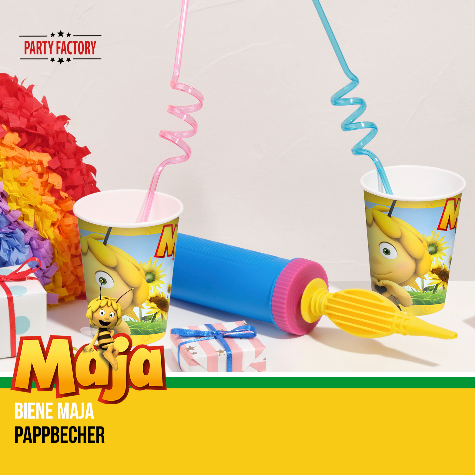 Biene Maja 48-tlg. Party Set – Geburtstag Deko mit Hüten Wimpel Tischdecke 3