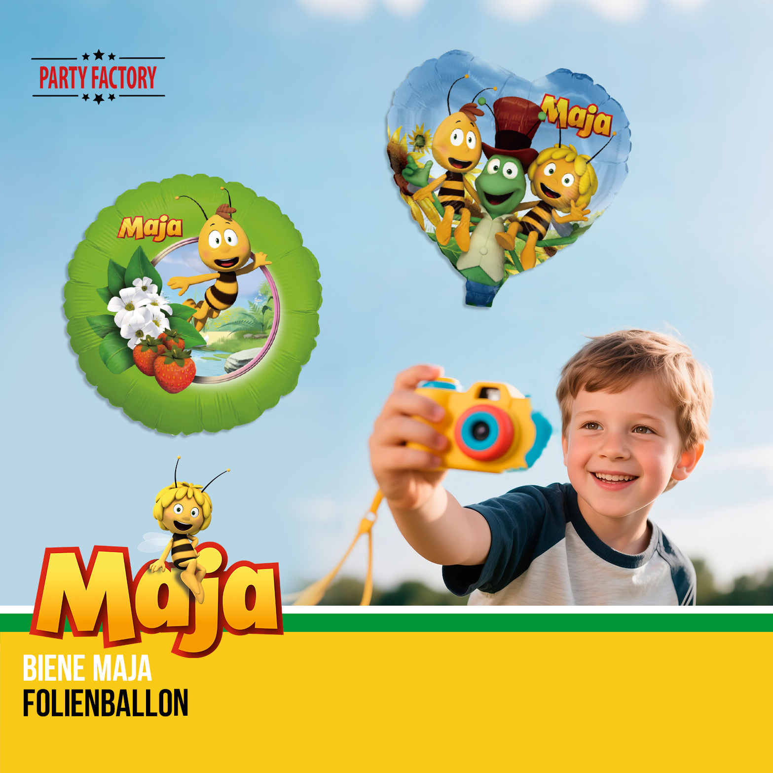 Biene Maja 51-tlg. Party Set – Geburstag Deko mit Ballons Wimpel Geschenktüten 7