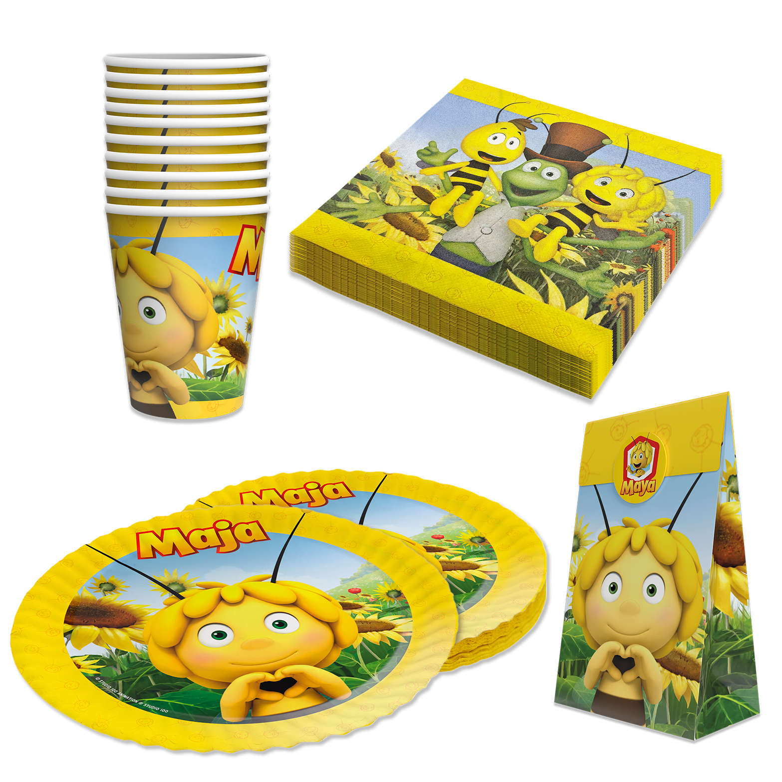 Biene Maja 92-tlg. Party Set – Geburtstag Deko Geschenktüten Tellern Bechern