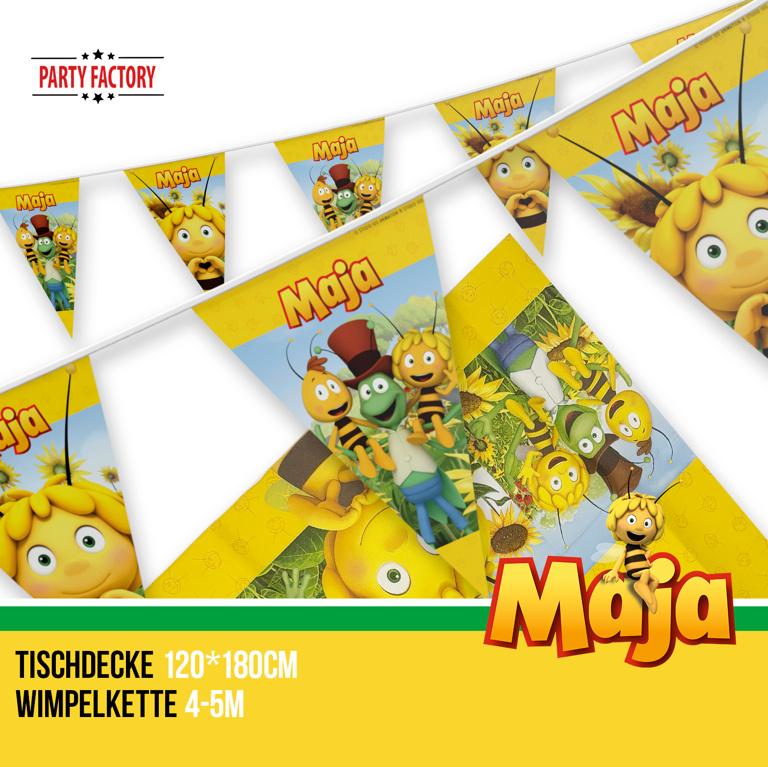 Biene Maja 114-tlg. Party Set – Deko Hüten Wimpel Tischdecke Geschenktüten 4