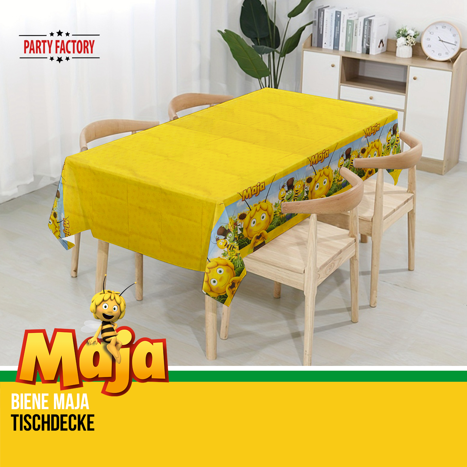 Biene Maja 94-tlg. Party Set – Deko mit Geschenktüten Wimpel Tischdecke 5