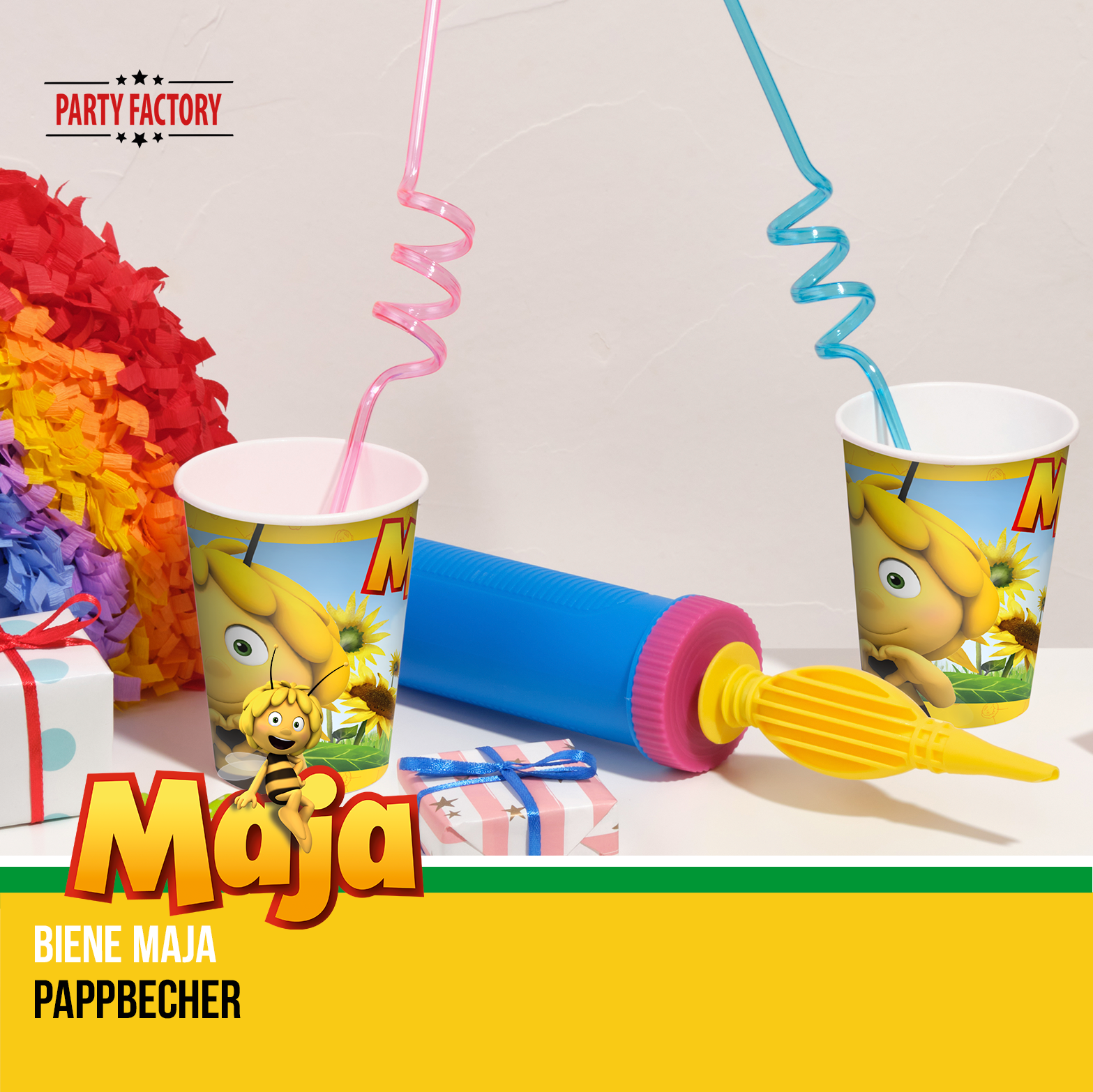 Biene Maja 48-tlg. Party Set – Geburtstag Deko mit Ballons Wimpel Geschenktüten 6