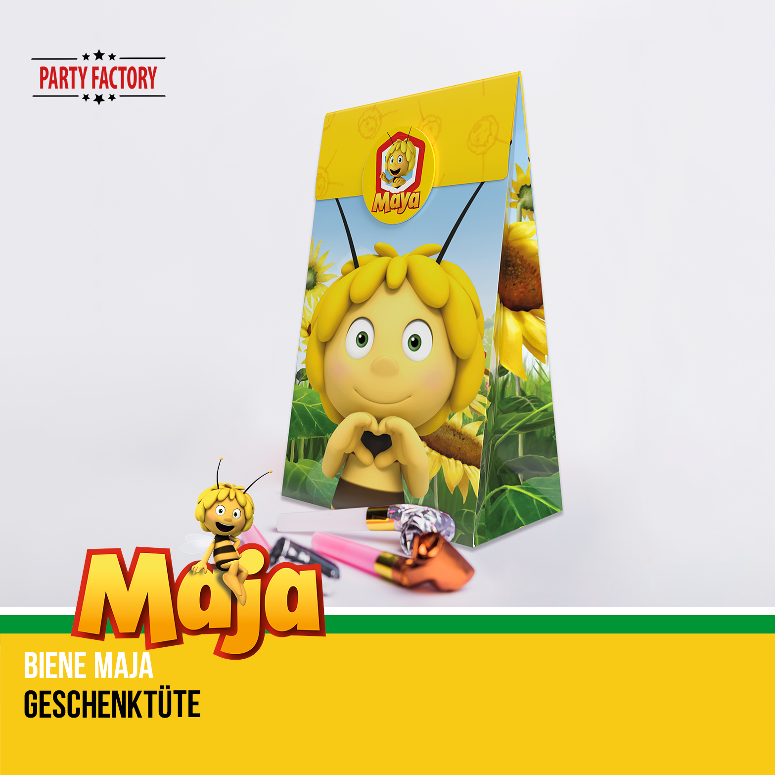Biene Maja 58-tlg. Party Set – Deko mit Hüten Wimpel Tischdecke Geschenktüten 7