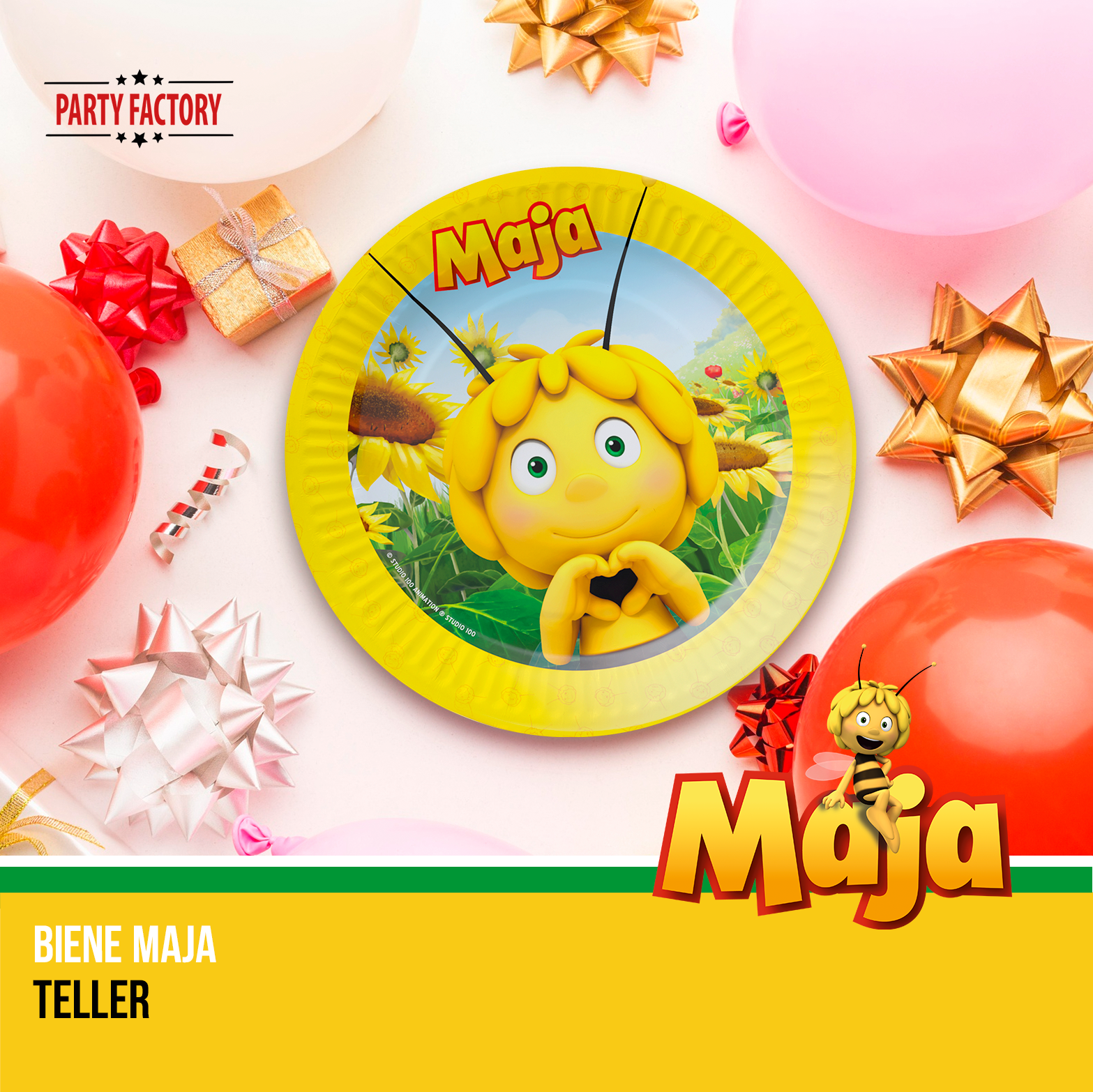 Biene Maja 38-tlg. Set – Geburtstag Deko mit Wimpel Tischdecke Servietten 6