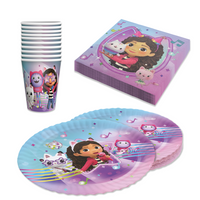 Gabby’s Dollhouse Partyset 36-tlg – 8 Becher, 8 Teller, 20 Servietten