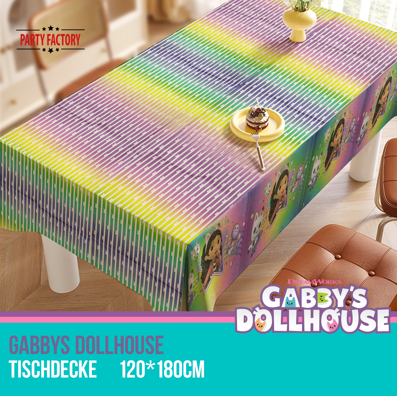 Gabby’s Dollhouse Tischdecke 120x180 cm 4