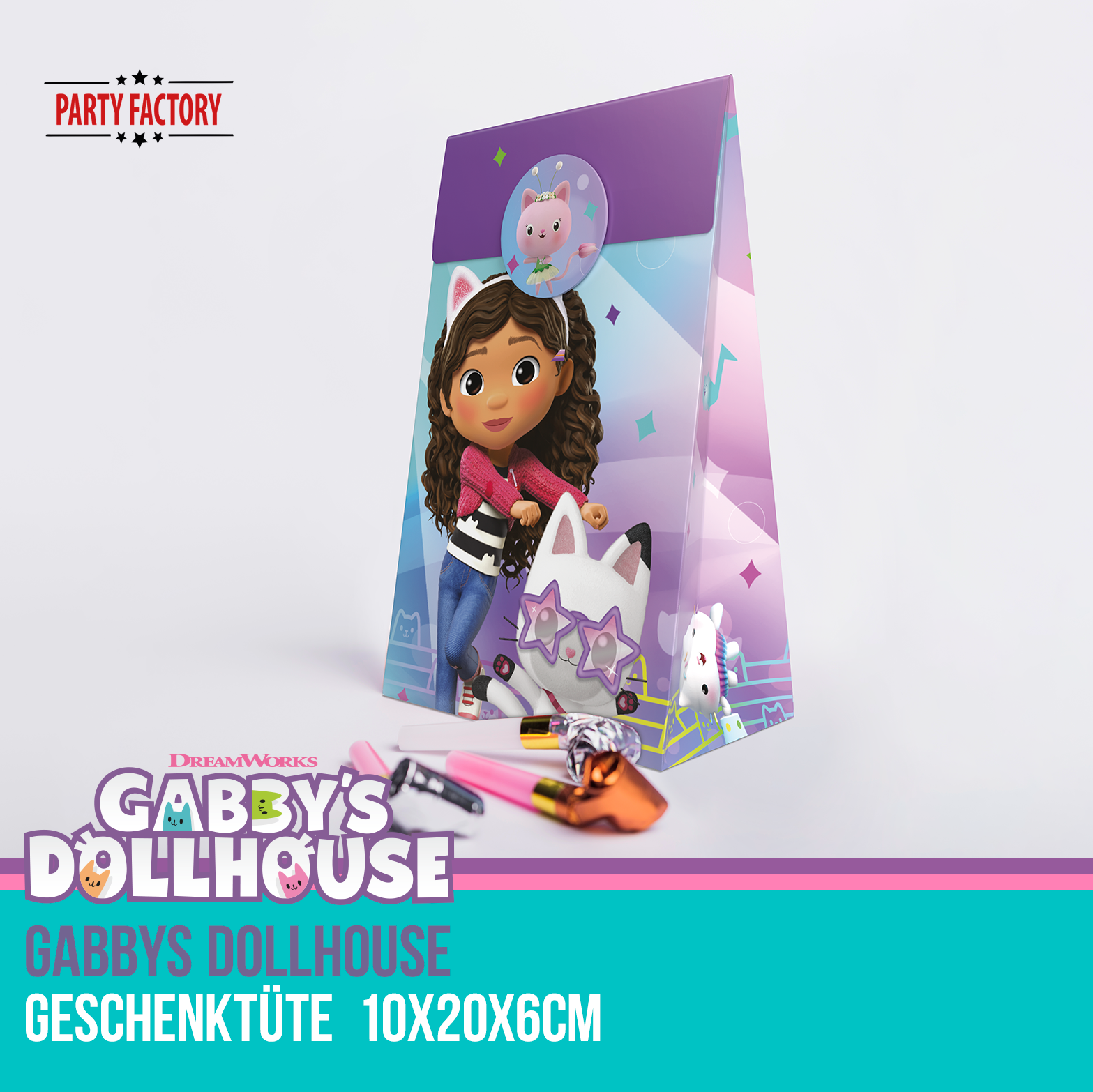Gabby’s Dollhouse Partyset 57-tlg Geschirr, Servietten, Tischdecke, Hüte, Deko 3