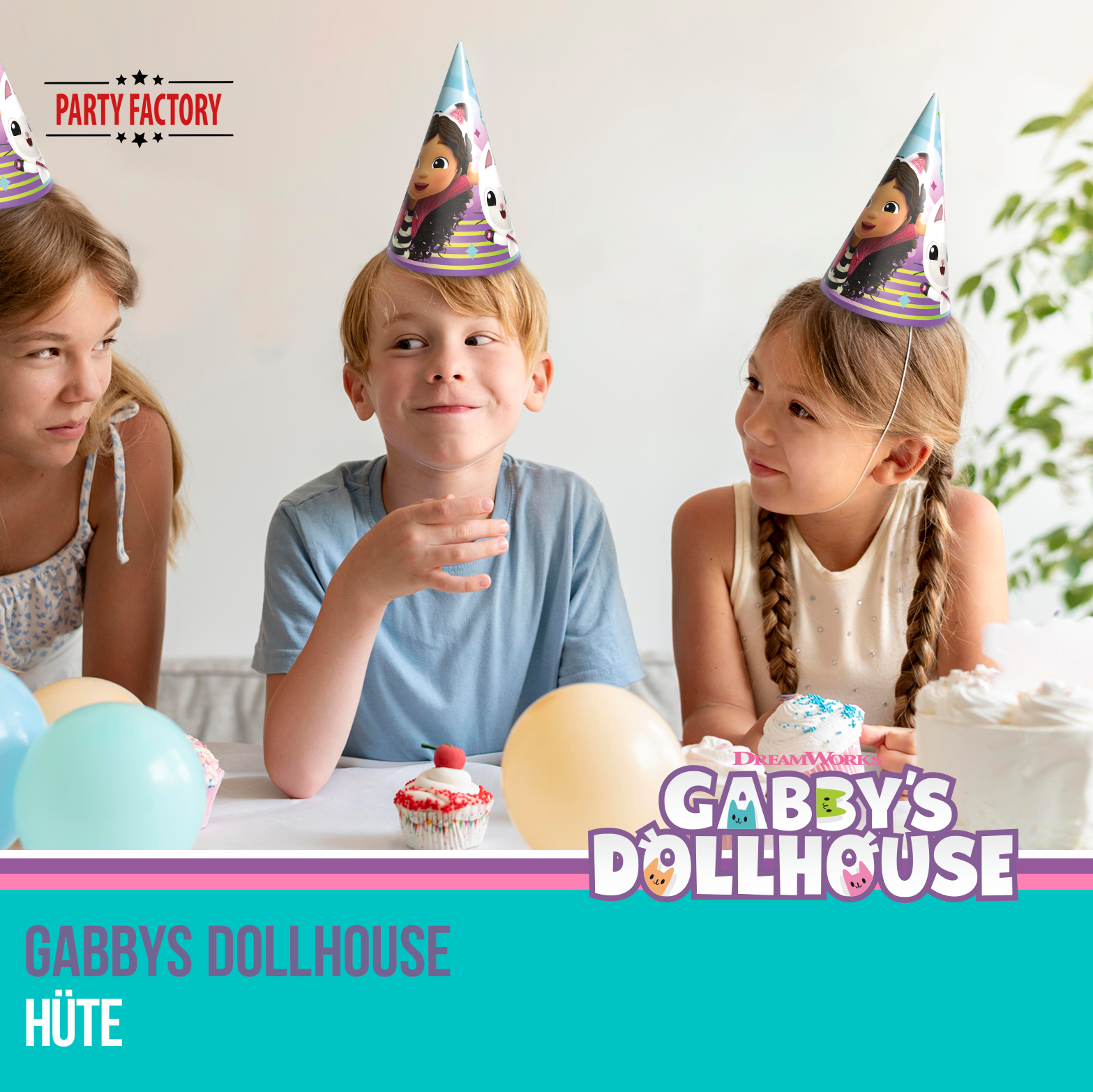 Gabby’s Dollhouse Partyset 57-tlg Geschirr, Servietten, Tischdecke, Hüte, Deko 4