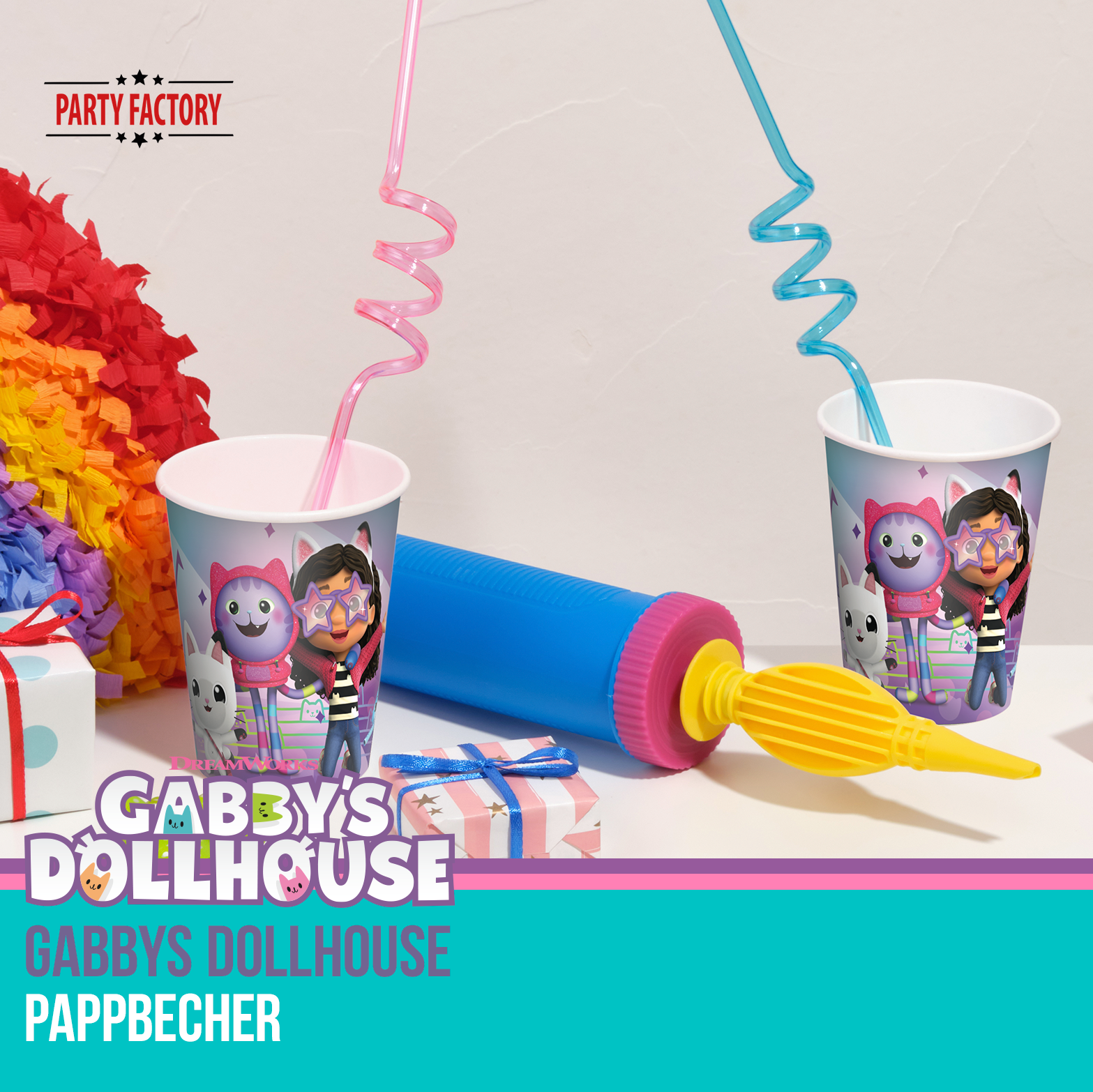 Gabby’s Dollhouse Partyset 72-tlg 16 Teller, 16 Becher & 40 Servietten 6