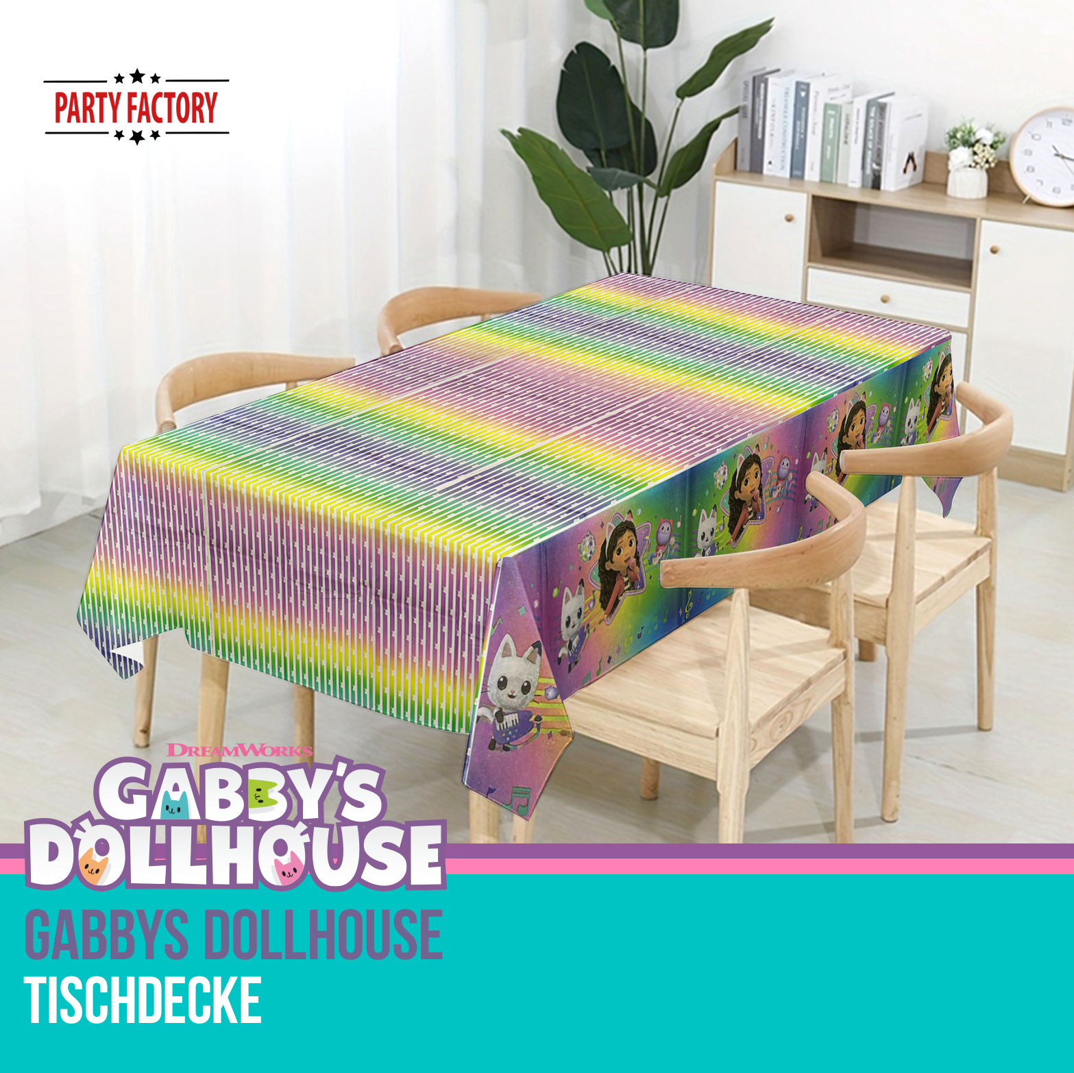 Gabby’s Dollhouse Partyset 94-tlg 16 Teller, 16 Becher, 40 Servietten, Deko 5