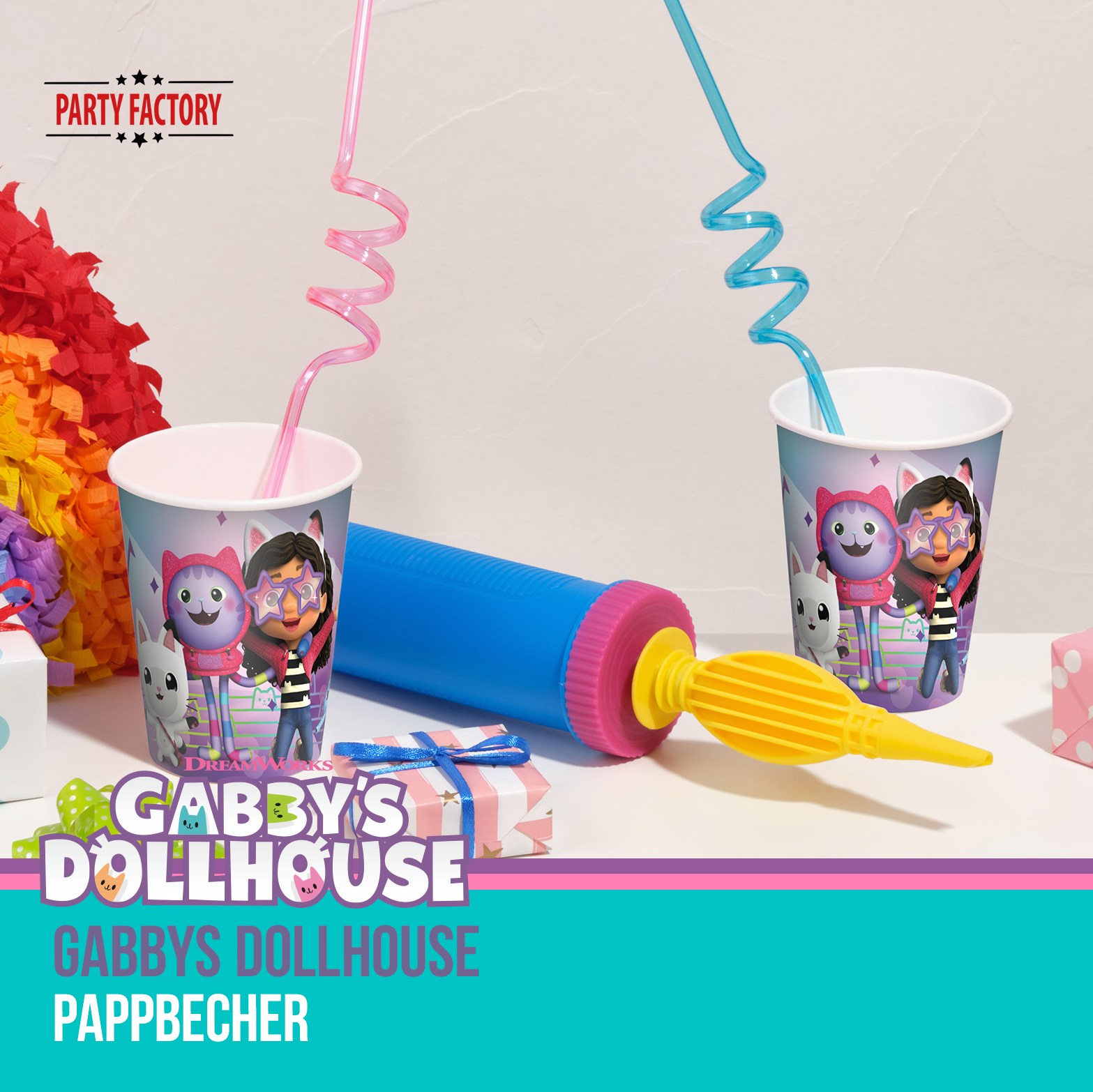 Gabby’s Dollhouse Partyset 93-tlg – Geschirr, Servietten, Geschenktüten, Deko 7