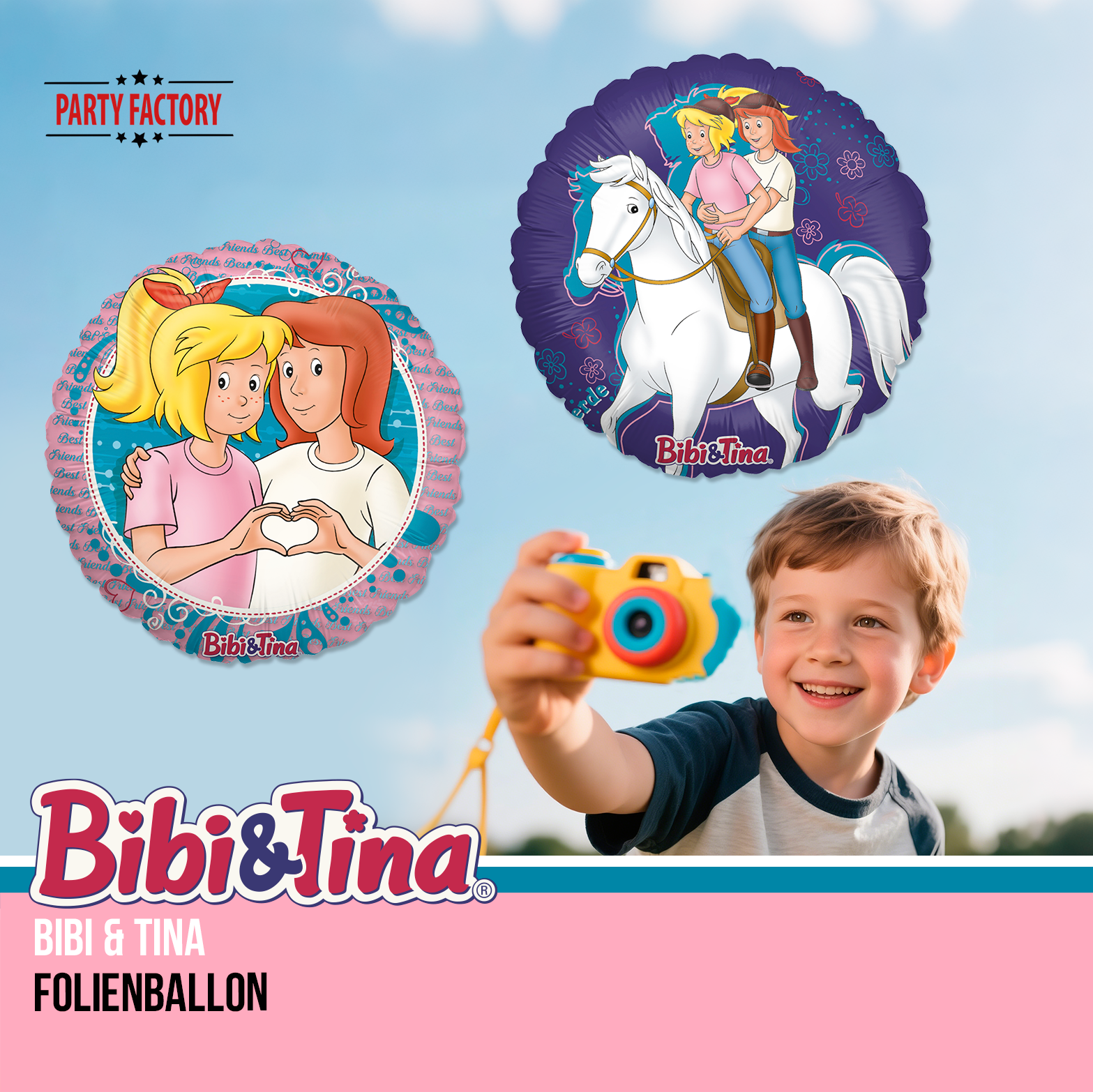 Bibi & Tina 47-tlg. Party Set - 8 Becher 8 Teller 20 Servietten Wimpel Ballons 7