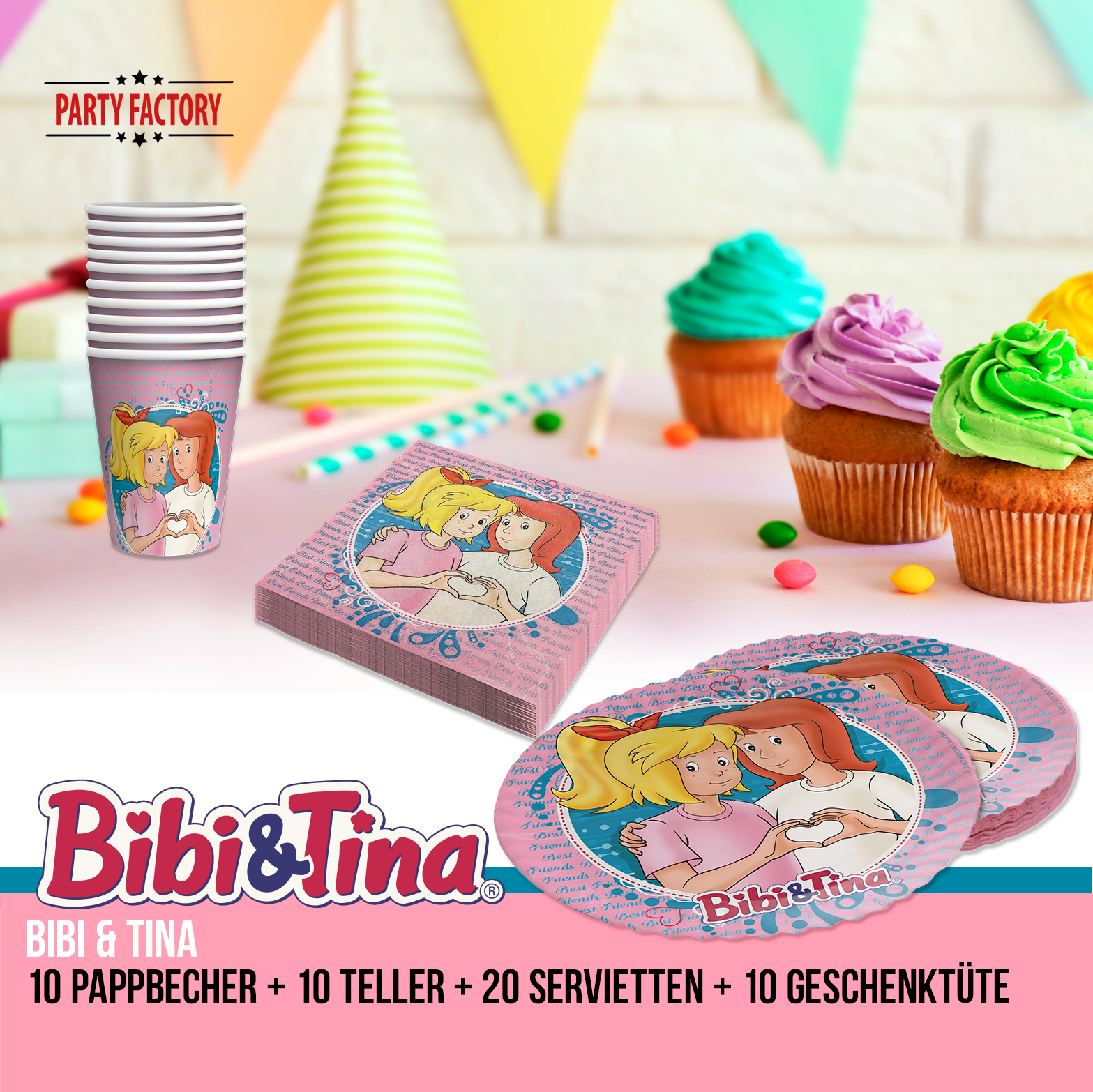 Bibi & Tina 46-tlg. Party Set – Kindergeburtstag Deko mit Geschenktüten 2